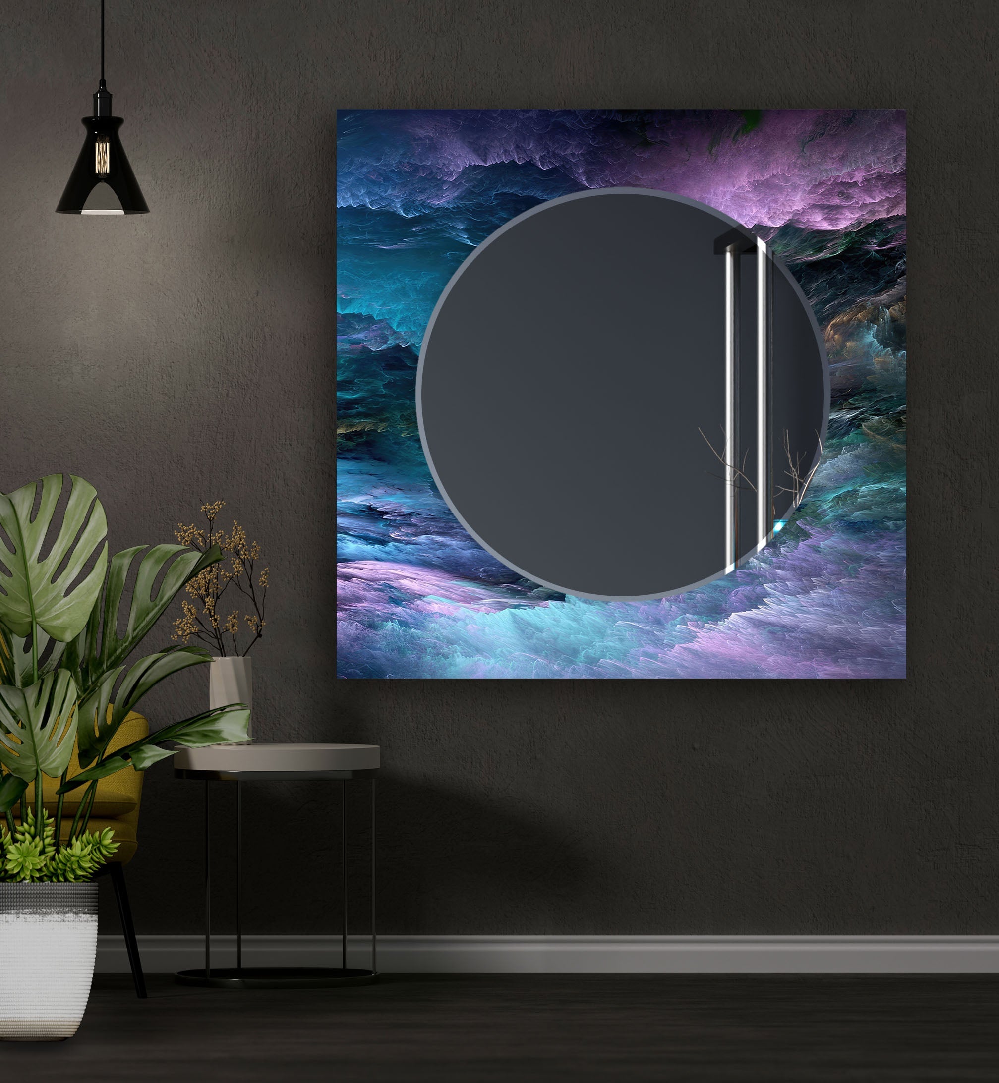 Blue & Purple Clouds Wall Mirror - Elegant Decorative Mirror for Bedroom, Living Room, Bathroom - Perfect for Home Decor, Vanity & Selfie Background