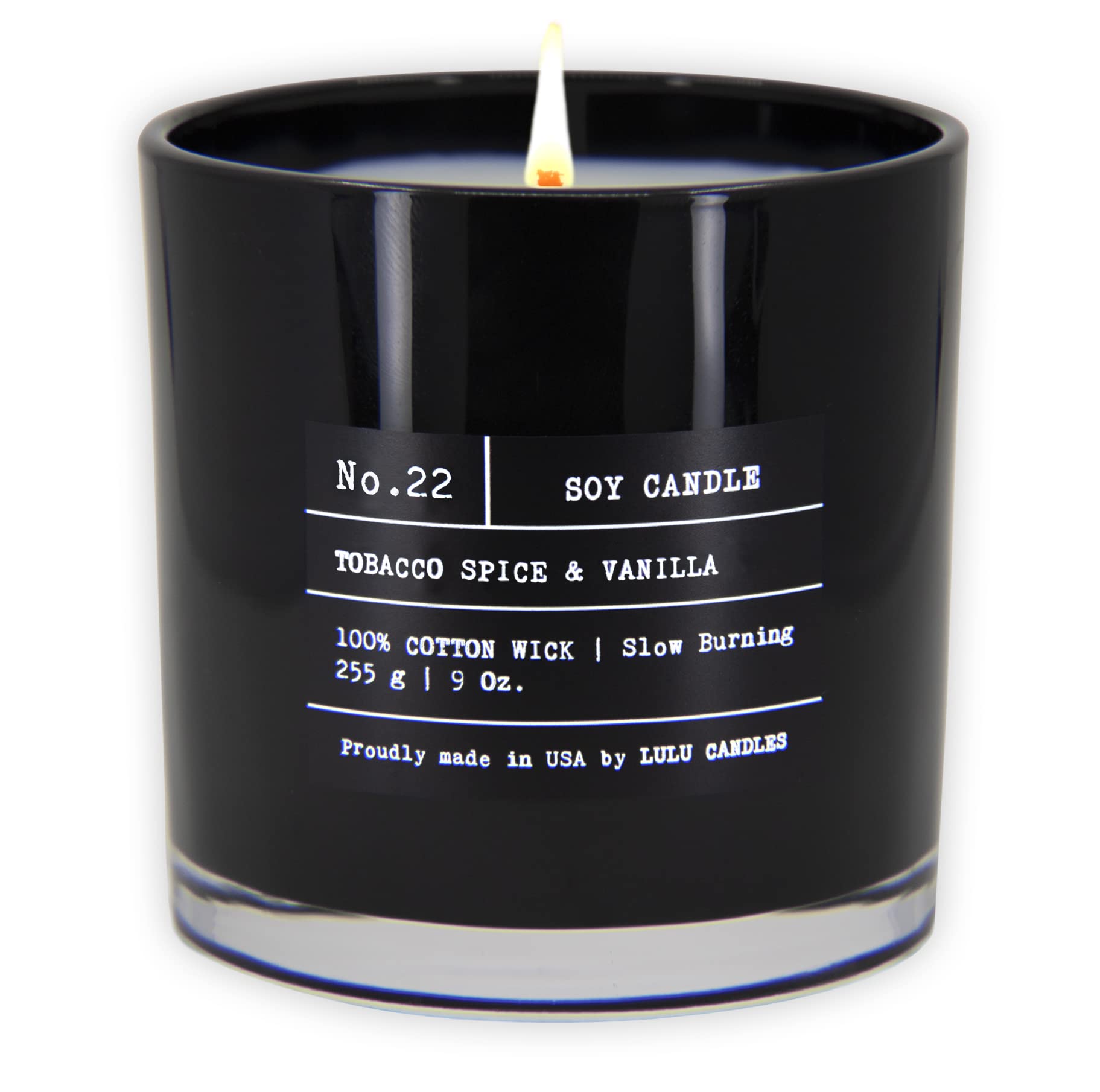 Luxury Tobacco Spice & Vanilla Scented Soy Candle | Hand-Poured in USA | Strong Fragrance & Long-Lasting 9oz Jar Candle for Home, Office, Spa & Romantic Ambiance