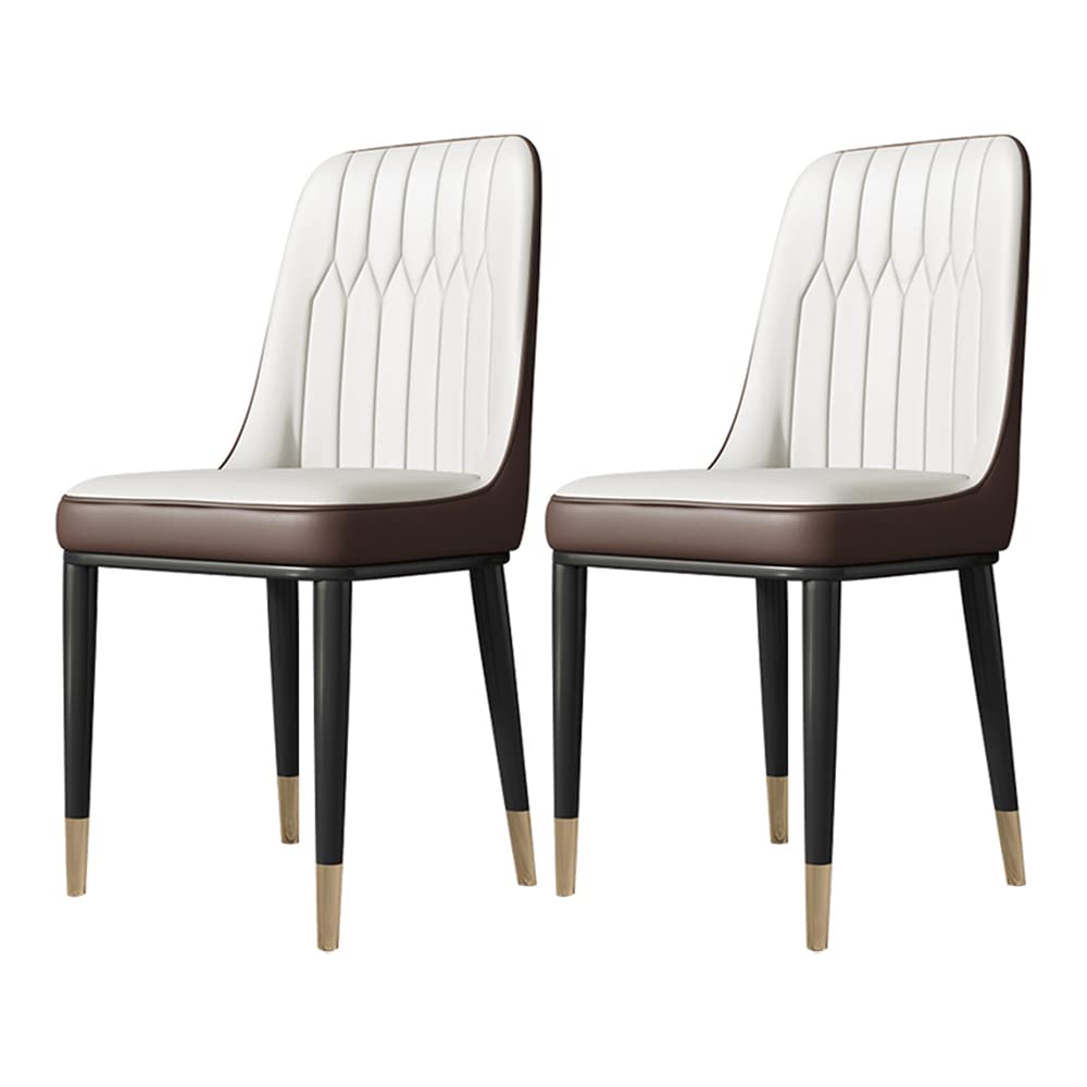 Modern Metal Dining Chair with Luxurious Leather Upholstery & Gold Legs - Parsons Style Armless Side Chair for Kitchen, Restaurant, or Home Decor - Off-White (1 Piece) - Perfect for Dining Rooms, Cafes, and Elegant Entertaining Spaces