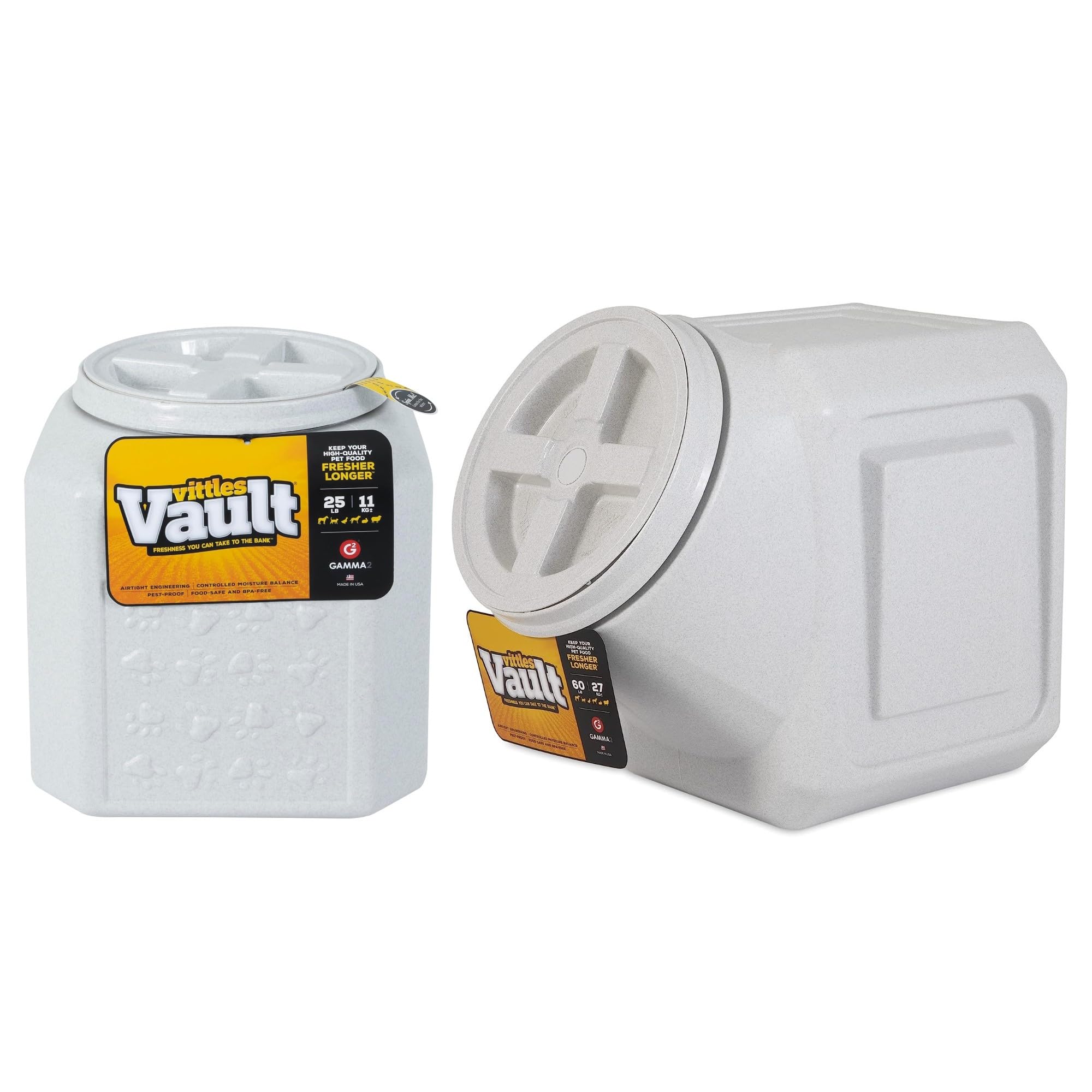 Gamma2 Vittles Vault Airtight Dog Food Storage Container Bundle - Holds Up to 85lbs Dry Pet Food - Perfect for Large Breed Dogs & Bulk Food Storage in Homes, Kennels, or Pet Stores