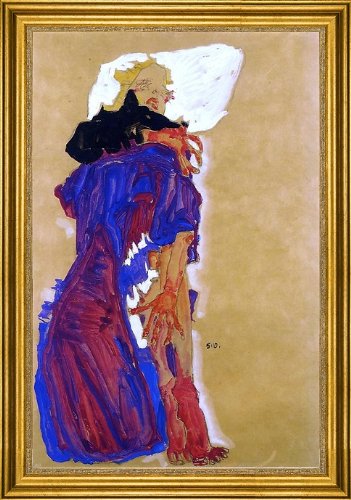 Egon Schiele Reclining Girl on a Pillow Art Print - 16x24 Inch Premium Canvas Wall Art with Gold Frame - Perfect for Living Room, Bedroom & Office Decor