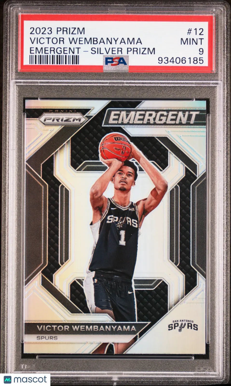 2023 Panini Prizm Emergent Silver Prizm Victor Wembanyama #12 PSA 9 Mint Basketball Card - Perfect for NBA Collectors, Investors & Sports Memorabilia Enthusiasts