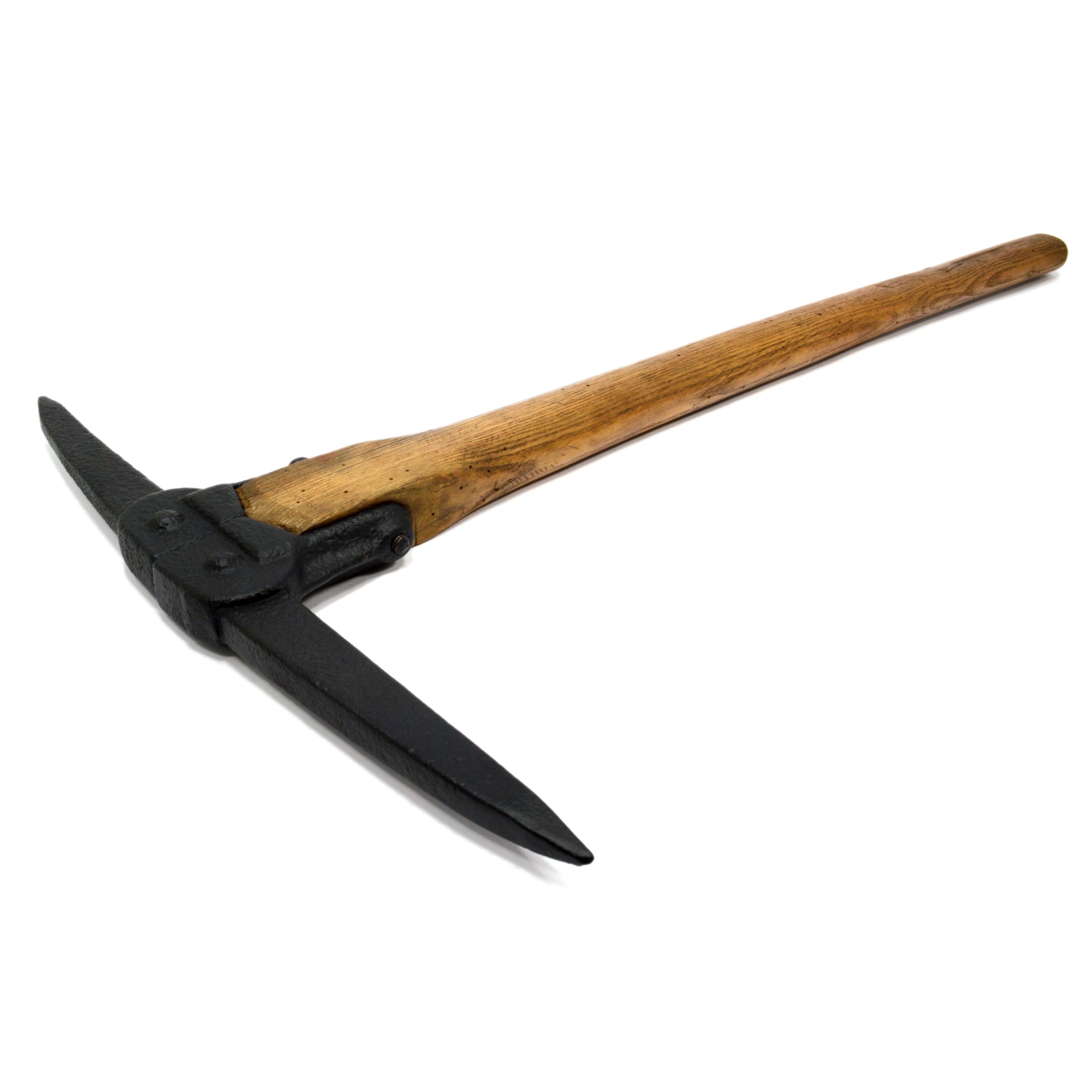 Antique Miner's Pick Axe with Unique Eyeless & Strapped Head - Rare Restored Collectible for Mining Enthusiasts & Historical Reenactments