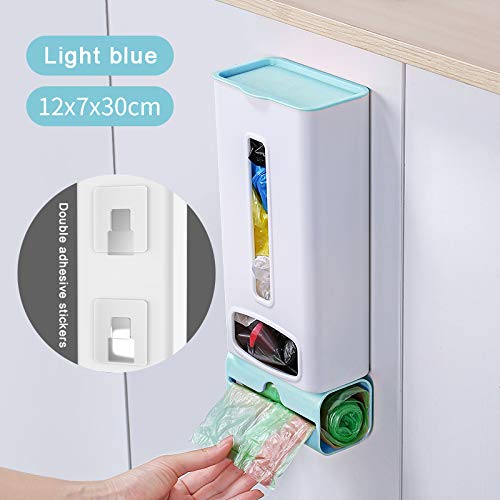 Eco-Friendly Plastic Bag Holder & Dispenser - Wall Mount Kitchen Garbage Bag Storage Organizer for Grocery Bags (Light Blue) | Perfect for Pantry, Laundry Room & Under Sink Organization