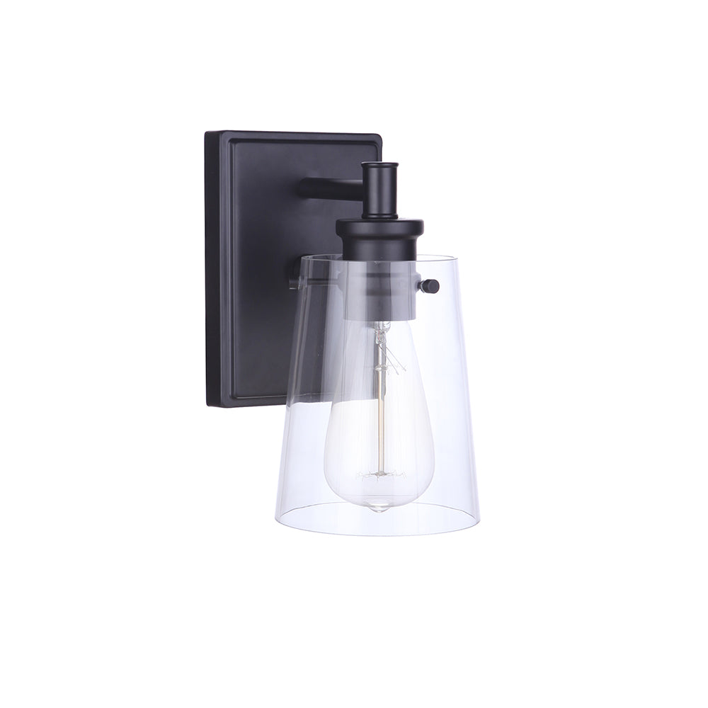 Mia 1 Light Wall Sconce - Black Modern Wall Light Fixture for Bedroom, Living Room & Hallway Lighting Decor