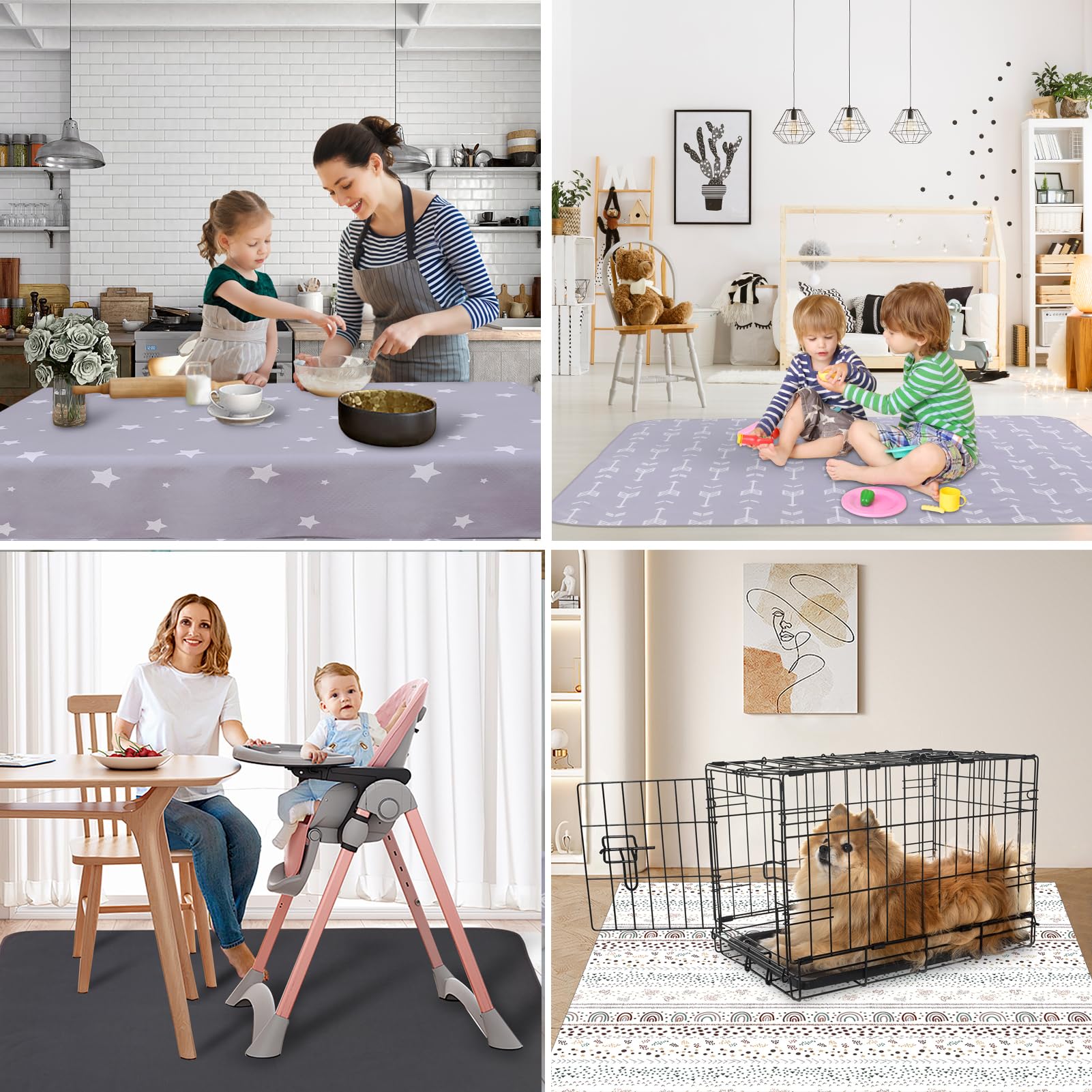 WOMUMON Reusable Splat Mat - Waterproof, Anti-Slip for High Chair & Crafts | Portable Play Mat & Table Cover for Kids' Meals & Art Activities