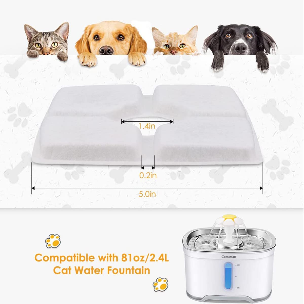 Premium 12-Pack Cat Water Fountain Replacement Filters - Triple Filtration System for 84oz/2.5L Automatic Pet Water Dispensers - Compatible with Dog Drinking Fountains - Ideal for Multi-Pet Homes & Busy Pet Owners