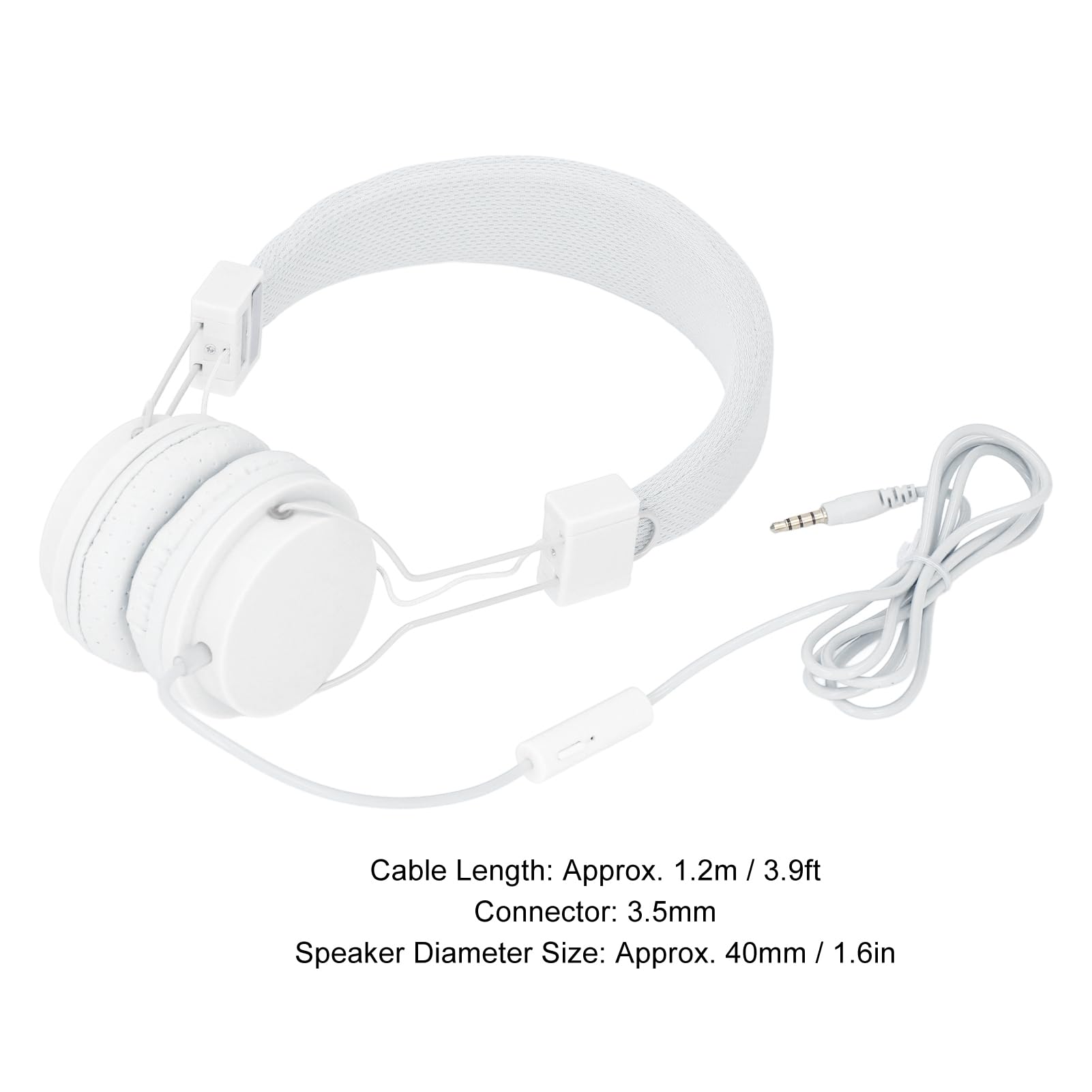 Fabater Wired Stereo Headphones with Microphone - Enhanced Surround Sound, Adjustable Headband for PC, Laptop, Gaming & Music - Comfortable Over-Ear Design (White) - Perfect for Work, Study, Online Classes & Entertainment