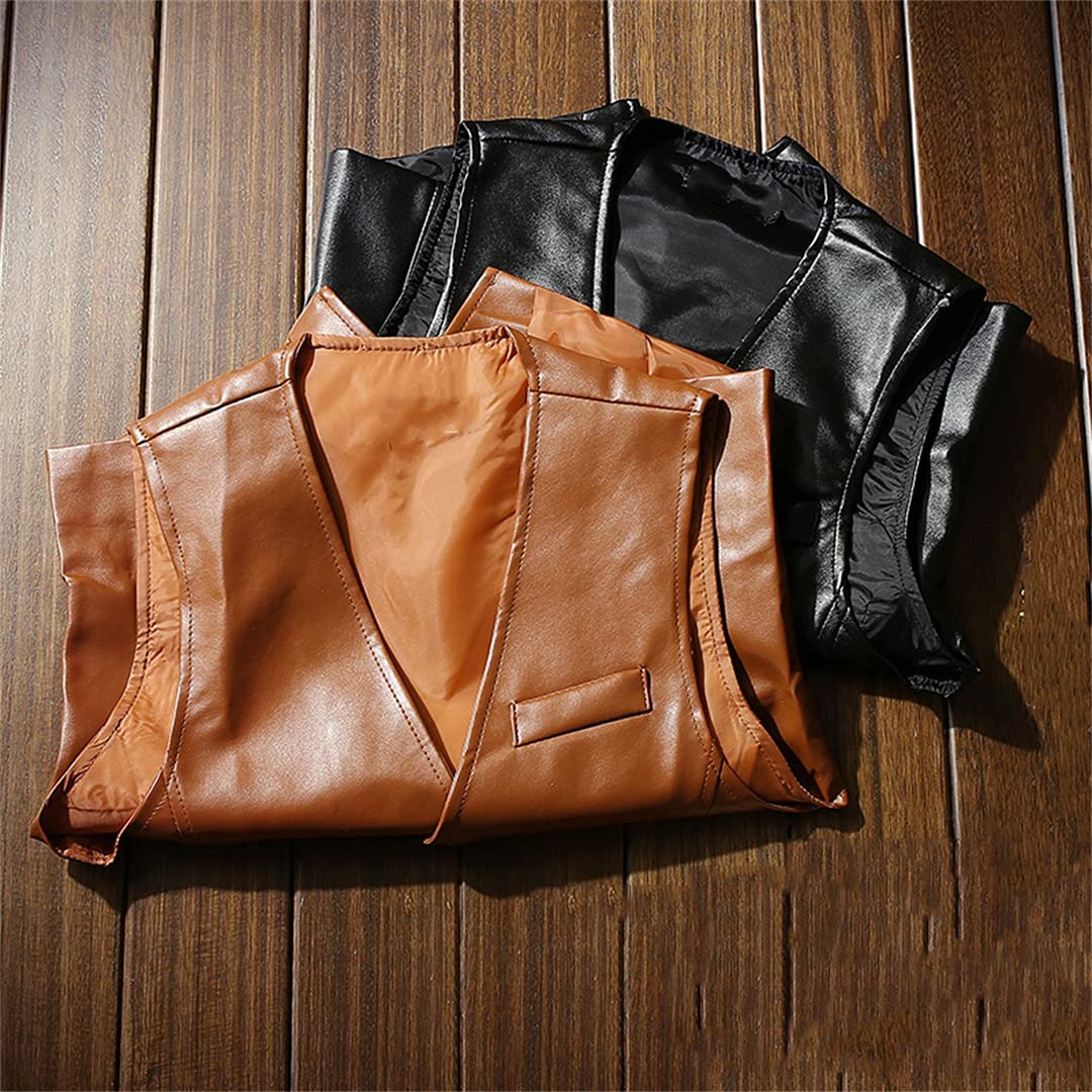 Men's Classic Business Waistcoat - Faux Leather Biker Vest Sleeveless Jacket for Formal & Casual Wear | Office, Party, Riding