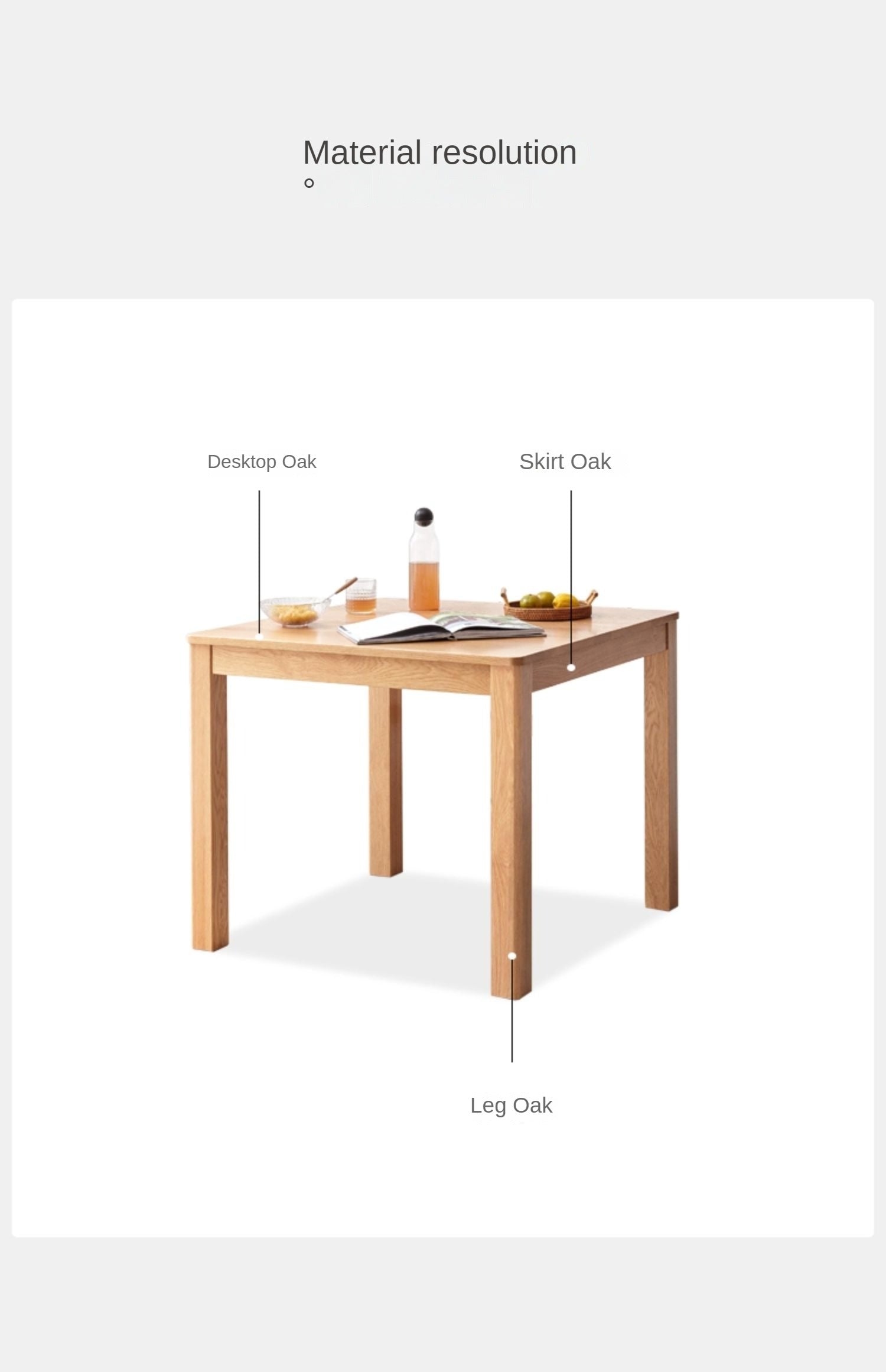Solid Oak Wood Square Dining Table - Rustic Farmhouse Style for Kitchen, Dining Room & Small Spaces | Durable & Stylish Home Furniture