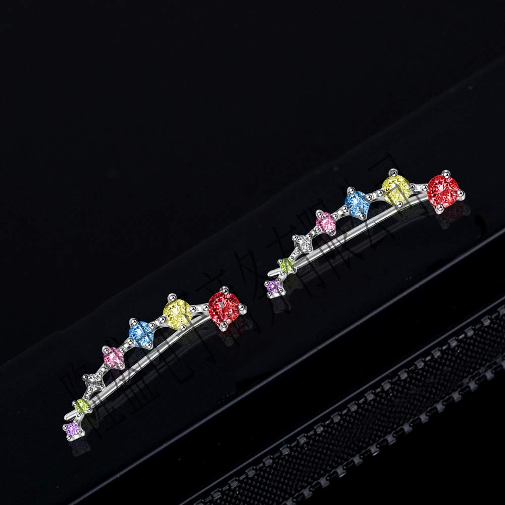 Stylish Cubic Zirconia S925 Sterling Silver Crawler Earrings for Women - Hypoallergenic Crystal CZ Studs, Fashionable Climbers Cuff Wrap Pierced Earrings - Perfect Gift for Birthday, Sister & BFF - Great for Parties, Date Nights & Special Occasions
