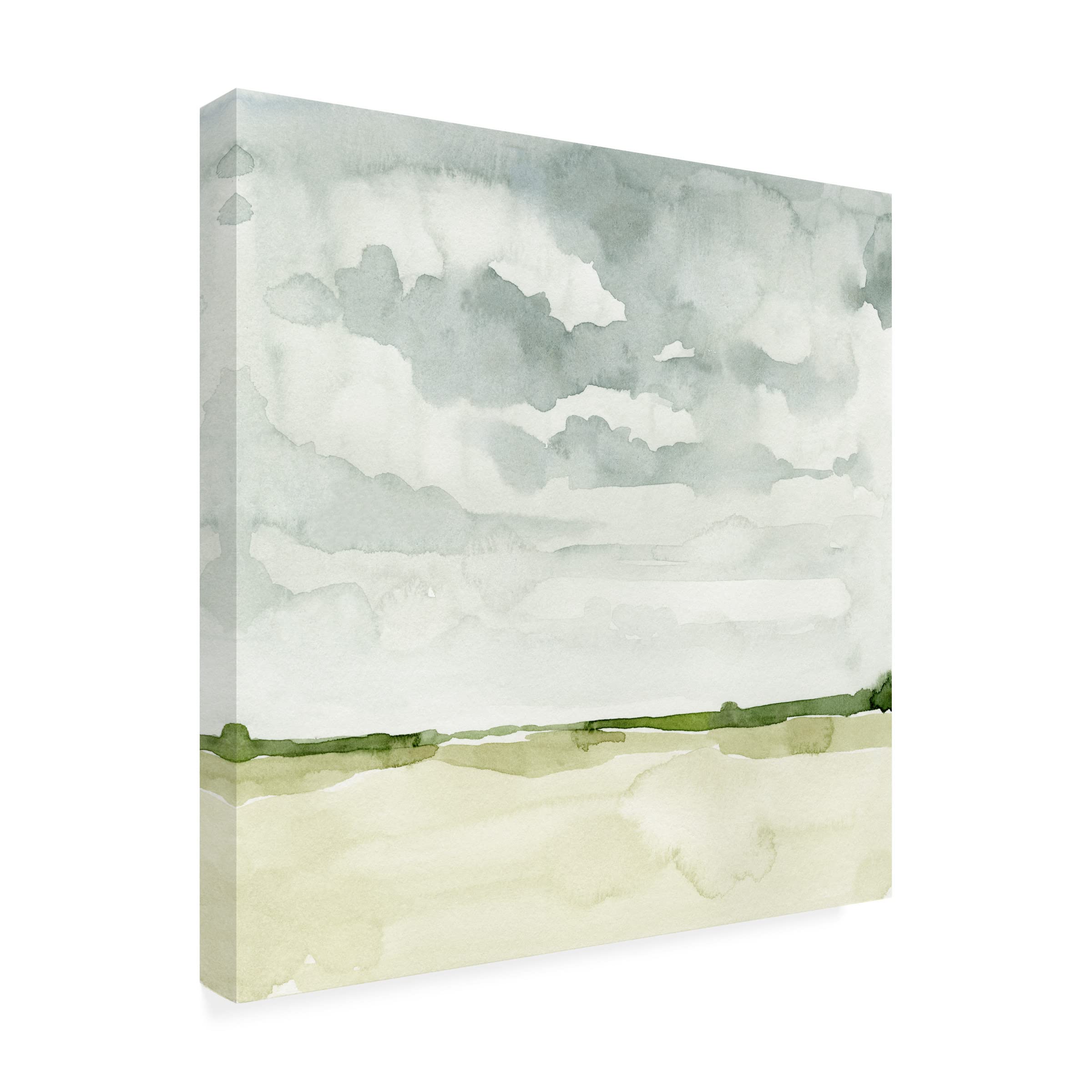 Emma Caroline 'Field After Rain I' Canvas Wall Art Print - Modern Landscape Painting for Living Room, Bedroom & Office Decor