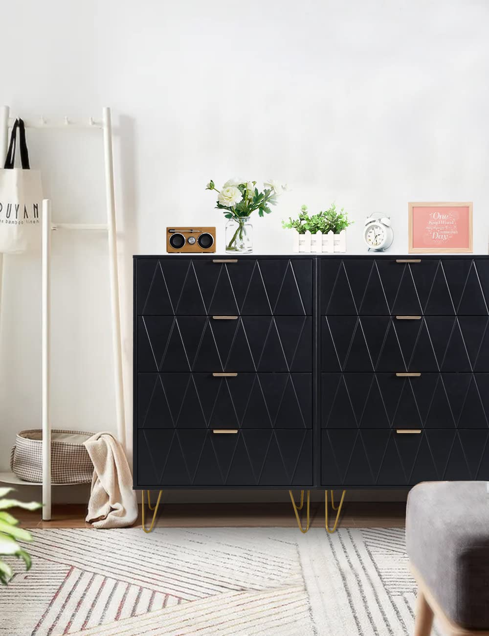 Anbuy 4 Drawer Dresser - Tall Storage Cabinet Organizer with Metal Legs for Bedroom, Living Room & Closet - Perfect for Clothes, Toys & Home Organization