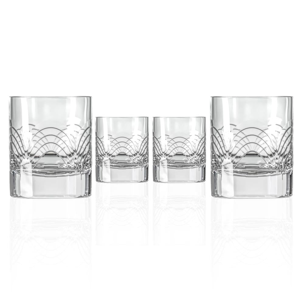 Premium Cascades Clear 7oz Whiskey Glasses Set of 4 - Perfect for Scotch, Bourbon & Cocktails - Ideal for Home Bars, Gifts & Entertaining