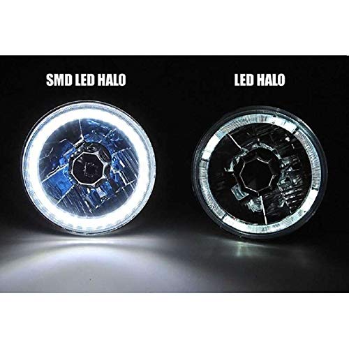 Octane Lighting 5-3/4 Inch White SMD LED Halo Headlight Bulb - Angel Eye Crystal Clear Projector for Cars, Trucks, Motorcycles - Perfect for Night Driving & Custom Vehicle Upgrades