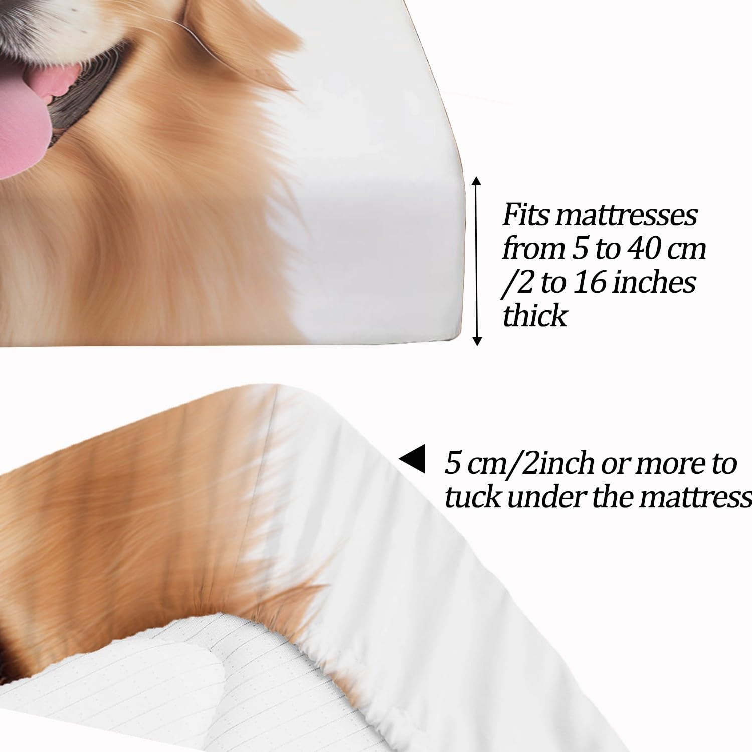 King Size 4-Piece Dog Lover Bed Sheet Set - Golden Retriever Print, Ultra Soft & Breathable Cooling Sheets with Deep 16