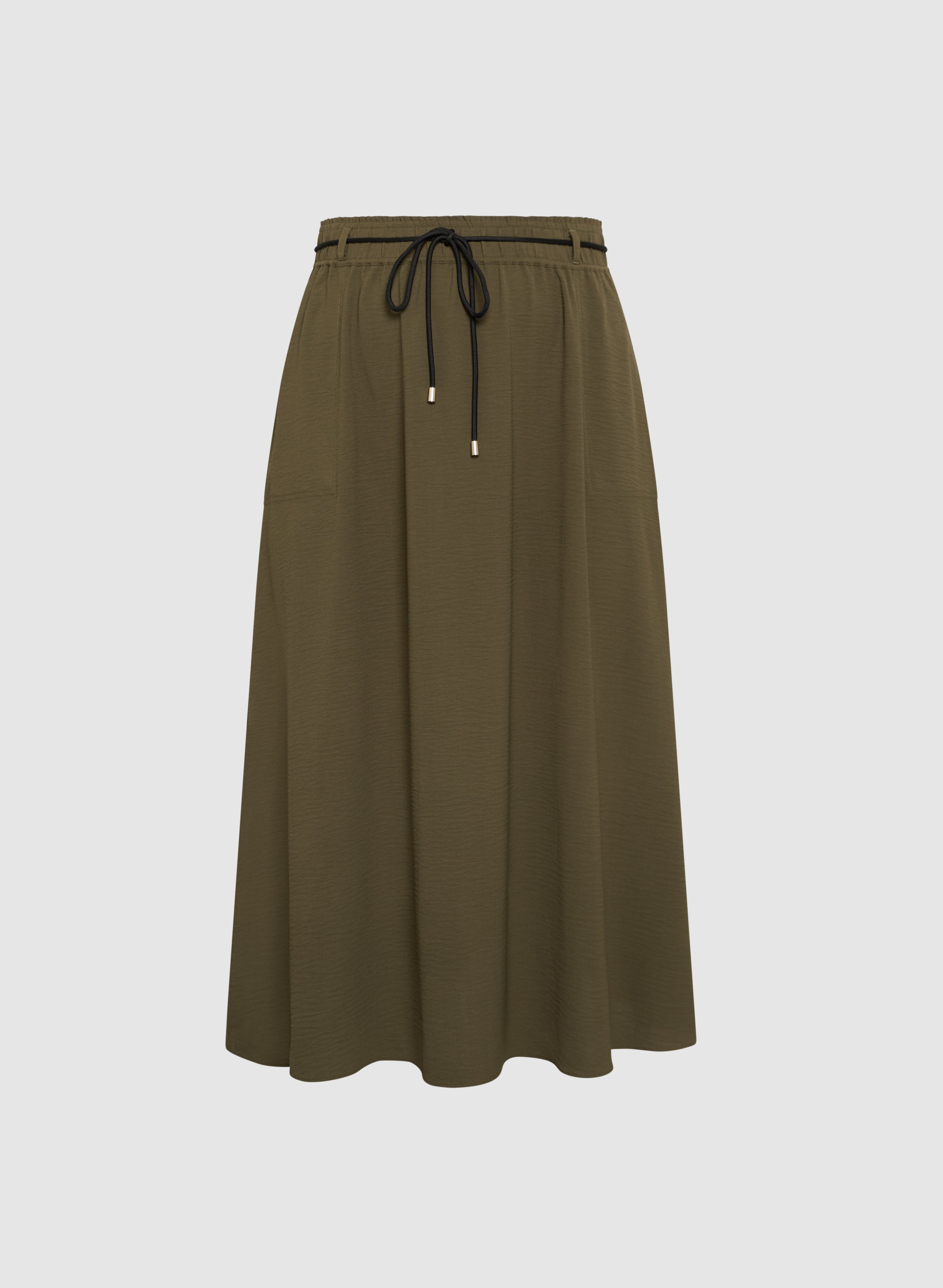 Elegant Crinkled Drawstring Maxi Skirt for Women - Boho Flowy Beach Skirt with Adjustable Waist - Perfect for Summer Vacations, Beach Outings and Casual Wear