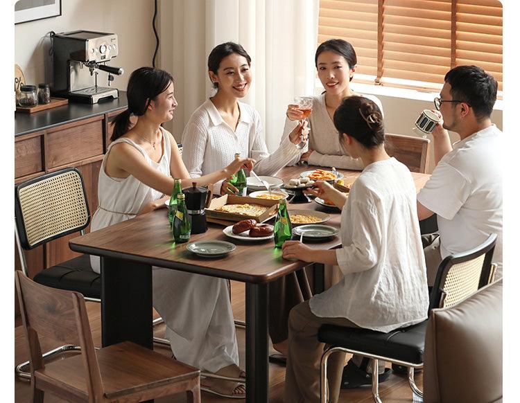 Premium Black Walnut Solid Wood Rectangular Dining Table - Modern Luxury Design for Dining Room, Kitchen, and Home Decor