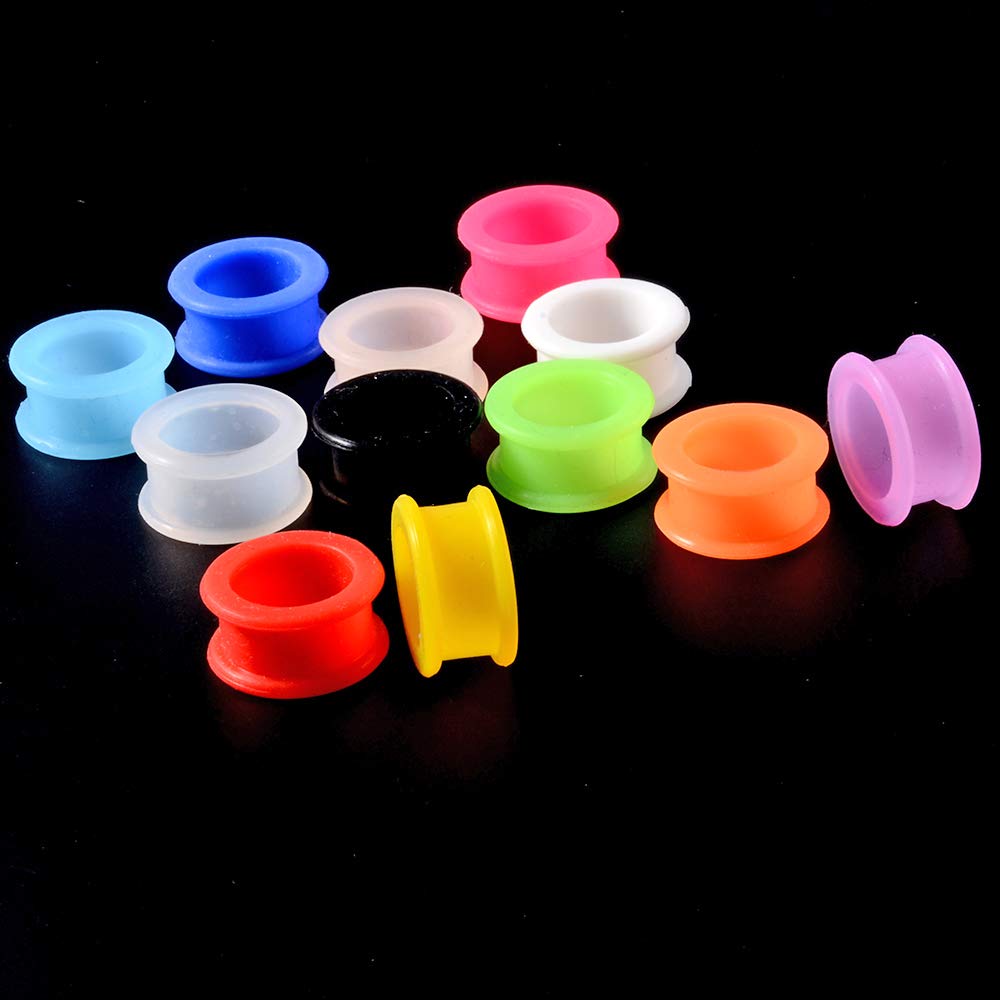12 Pairs Flexible Silicone Ear Tunnels Plugs - Mix Color Ear Gauges & Expander Piercing Earrings for Stretching - Body Jewelry for Men & Women - Perfect for Daily Wear, Parties and Alternative Fashion