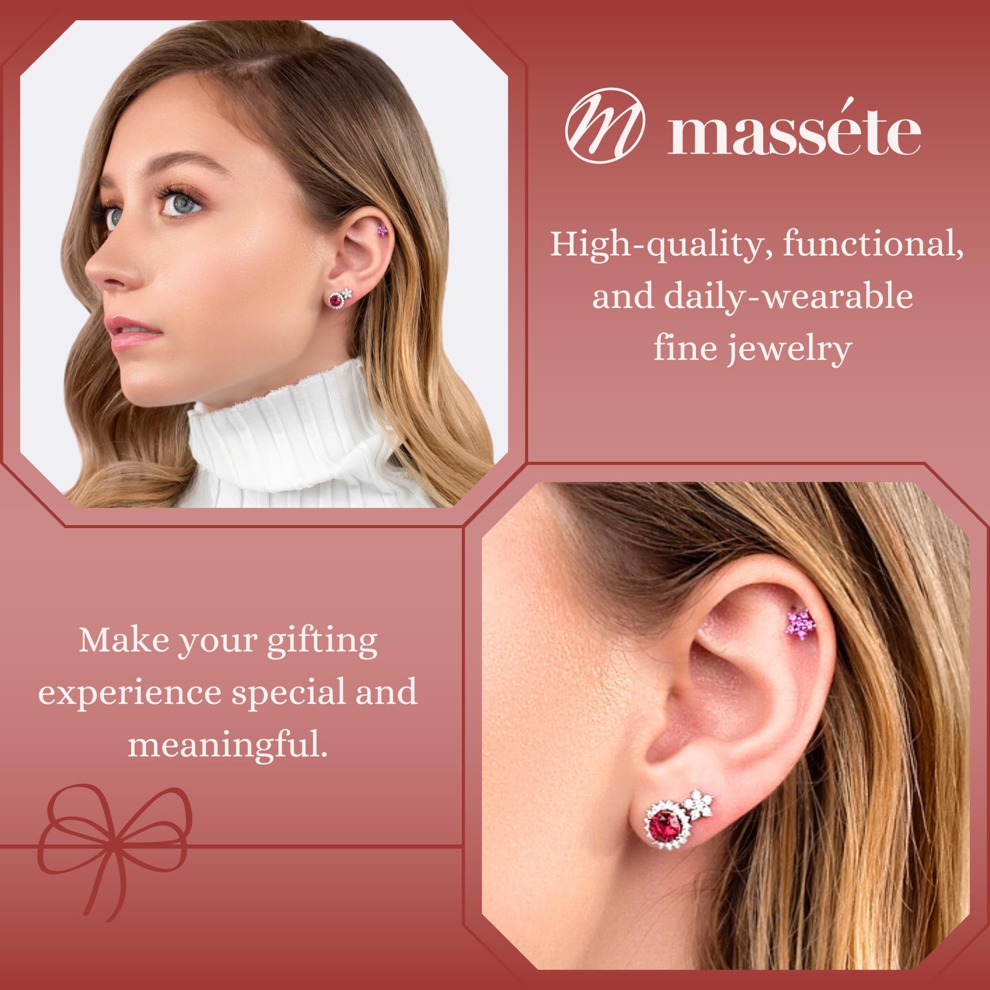 925 Sterling Silver Halo Stud Earrings with Removable Jacket - Hypoallergenic Cubic Zirconia Post Earrings for Women | Perfect for Weddings, Parties & Everyday Wear