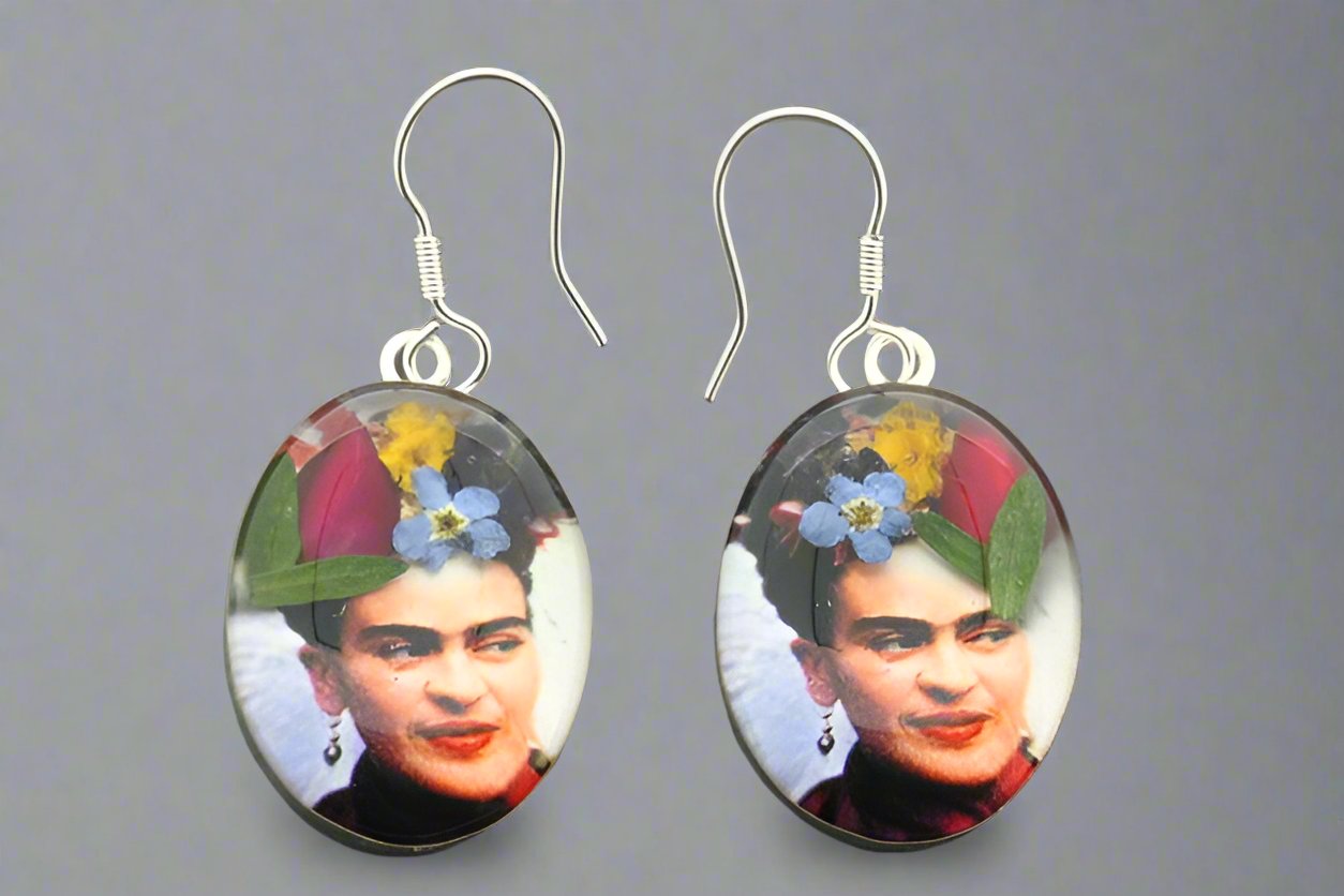 Frida Flower Earrings - Sterling Silver Red Scarf Dangle Earrings for Women | Boho Chic Jewelry Gift for Parties & Date Nights