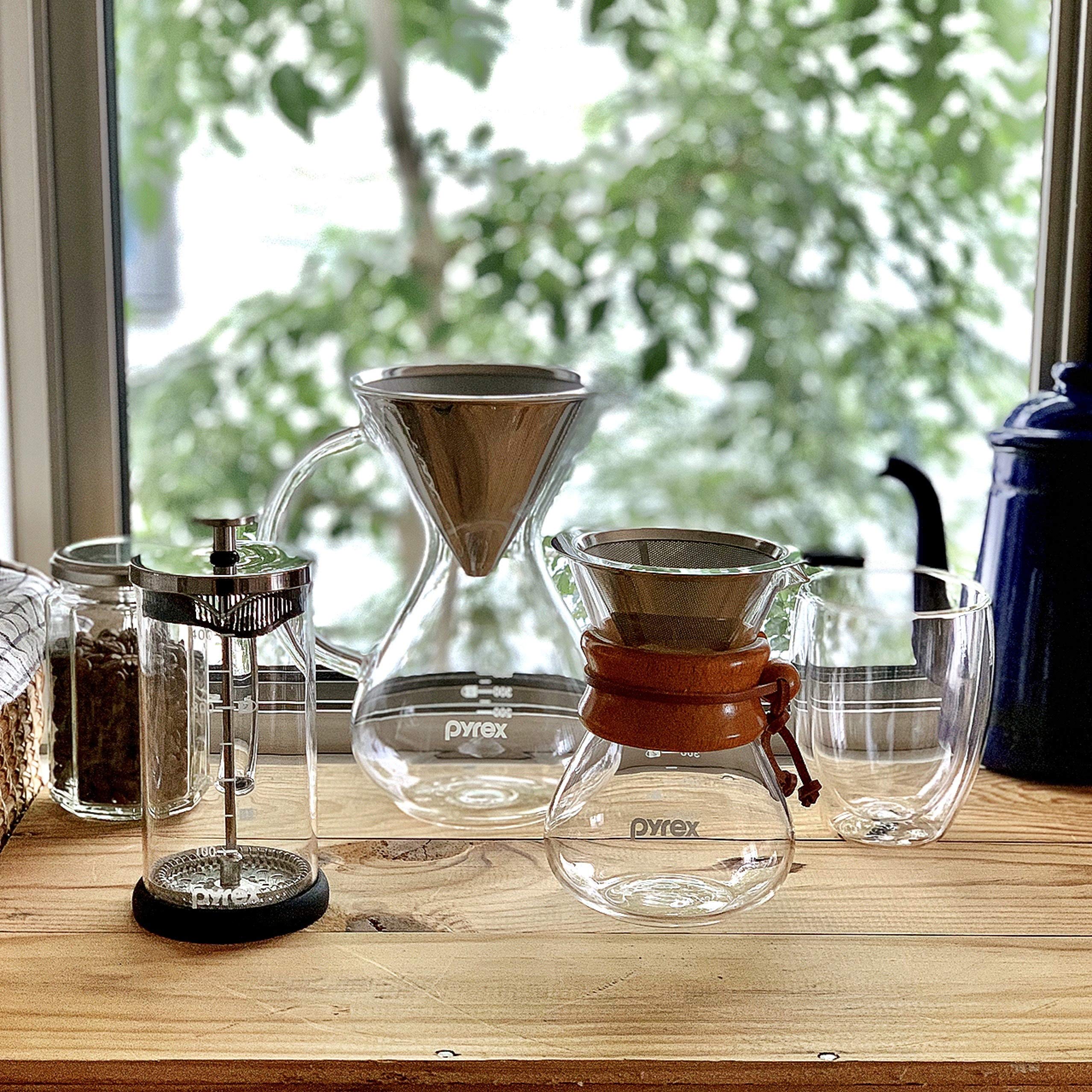 Pyrex CP-8538 13.5 oz (400 ml) Clear Glass Coffee Press - French Press for Home, Office & Camping Brewing