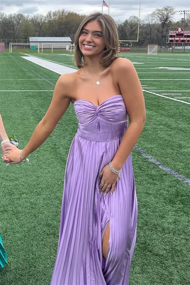 Elegant Light Purple Pleated Prom Dress - A-Line Party & Evening Gown J5743 | Perfect for Homecoming, Formal Dances & Special Occasions