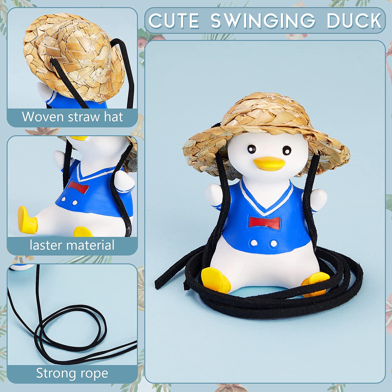 Cute Swing Duck Car Mirror Pendant - Fun Rearview Mirror Decor for Women & Men - Perfect for Road Trips & Daily Commute