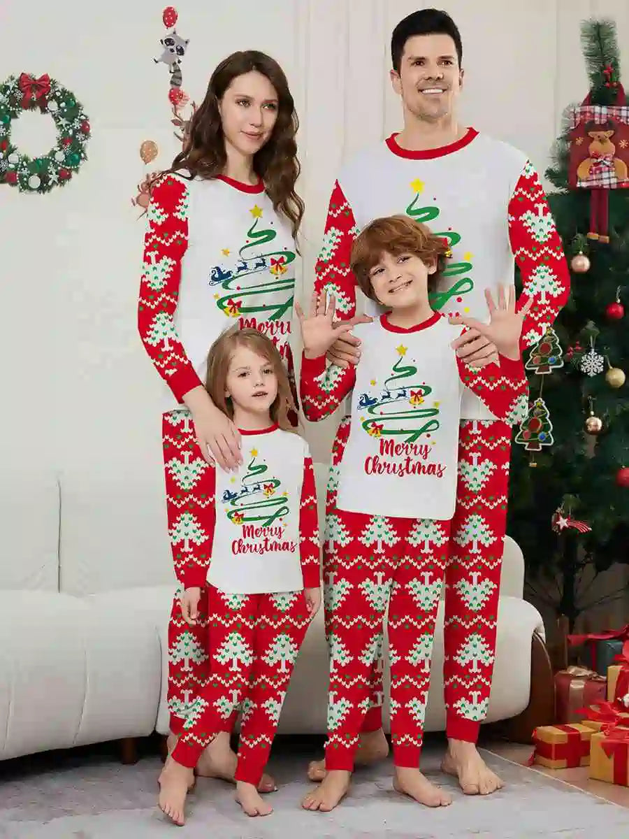 Festive Printed Christmas Matching Family Pajama Set - Cozy Holiday Sleepwear for Family Photos & Christmas Morning (#242302)