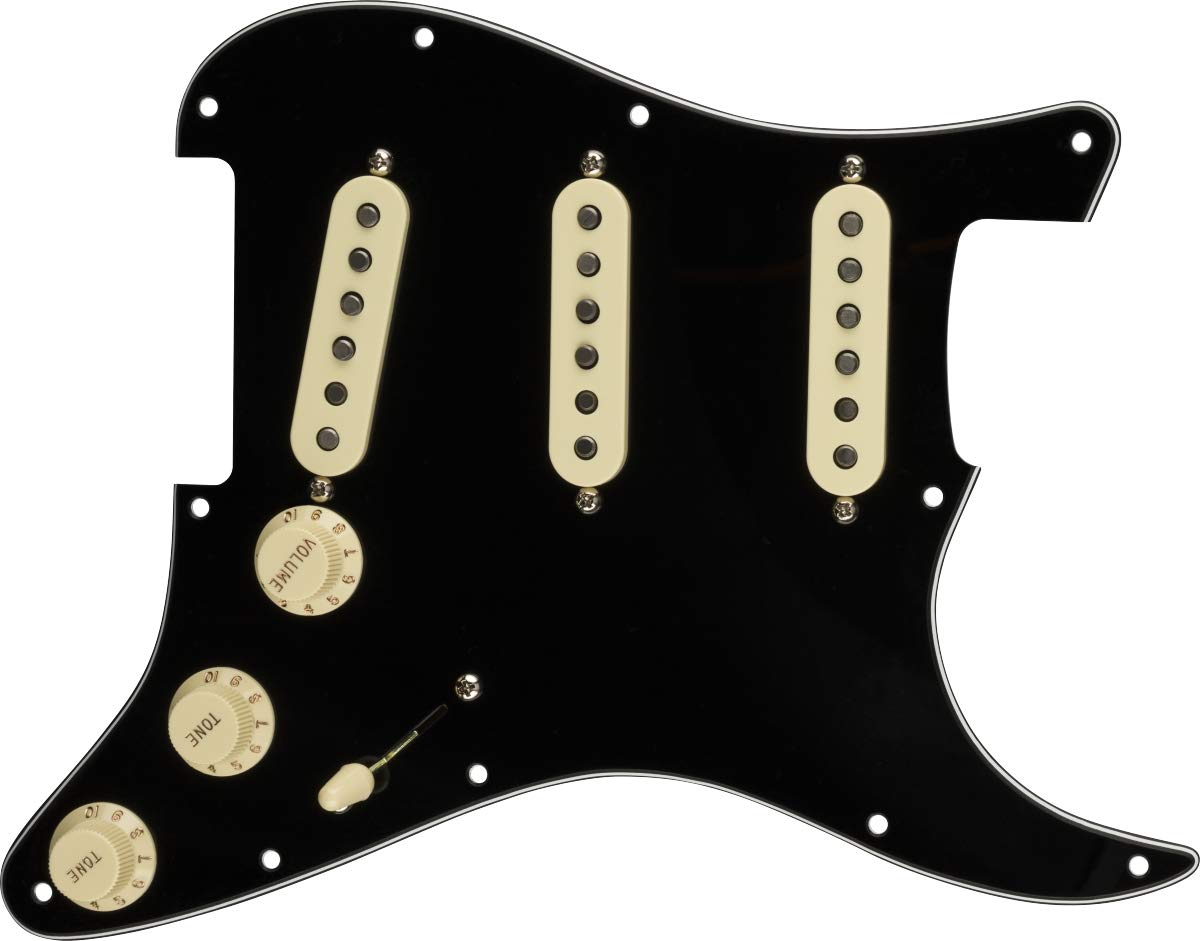 Fender Original 57/62 Prewired Stratocaster Pickguard - 3-Ply Black Electric Guitar Pickup Replacement for Strat - Perfect for Vintage Tone & DIY Guitar Upgrades