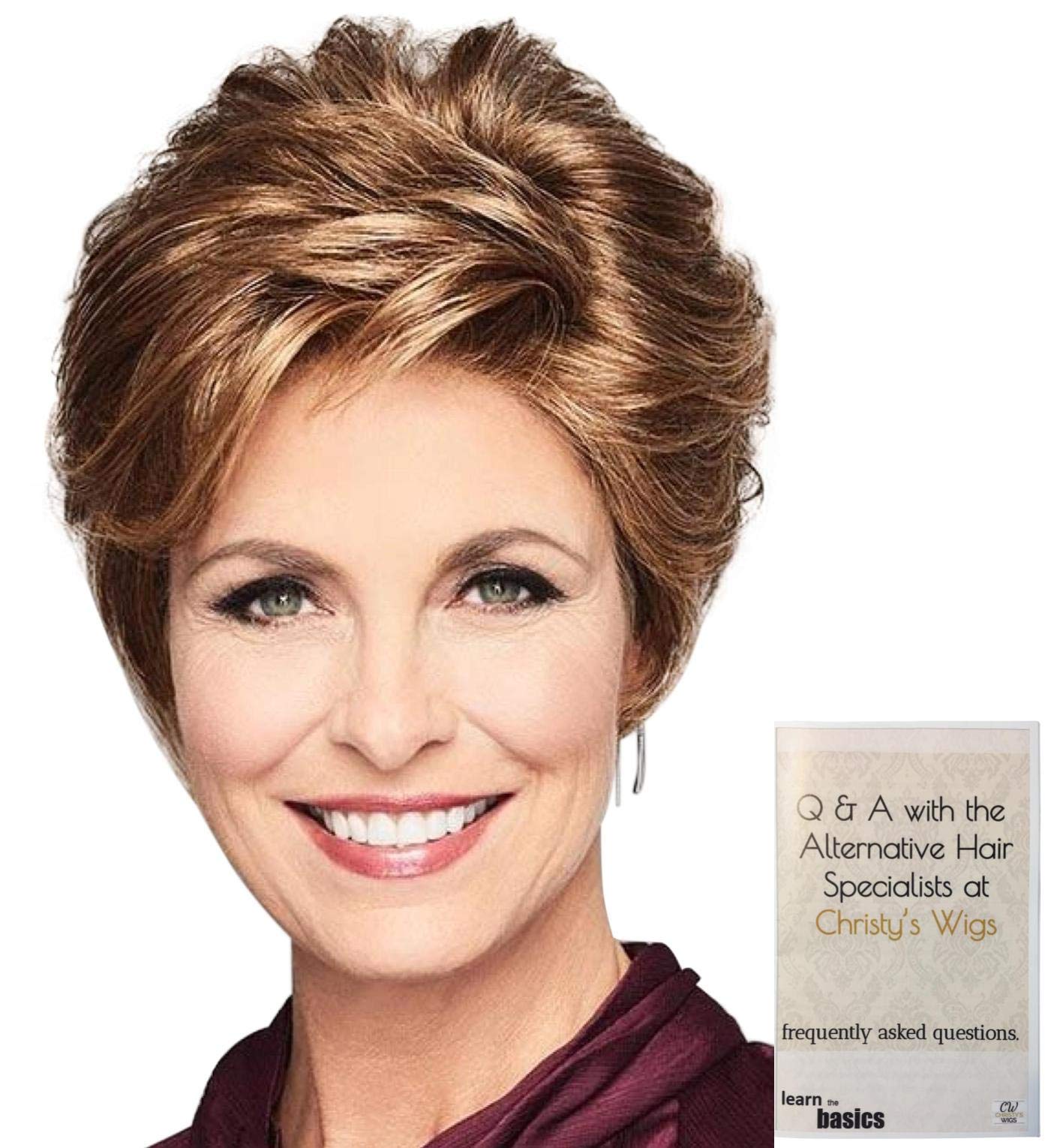 Gabor Stylish Flair Wig & Christy's Wigs Q&A Booklet Bundle (2 Items) - Color 27/29 - Perfect for Cosplay, Costume Parties & Everyday Fashion