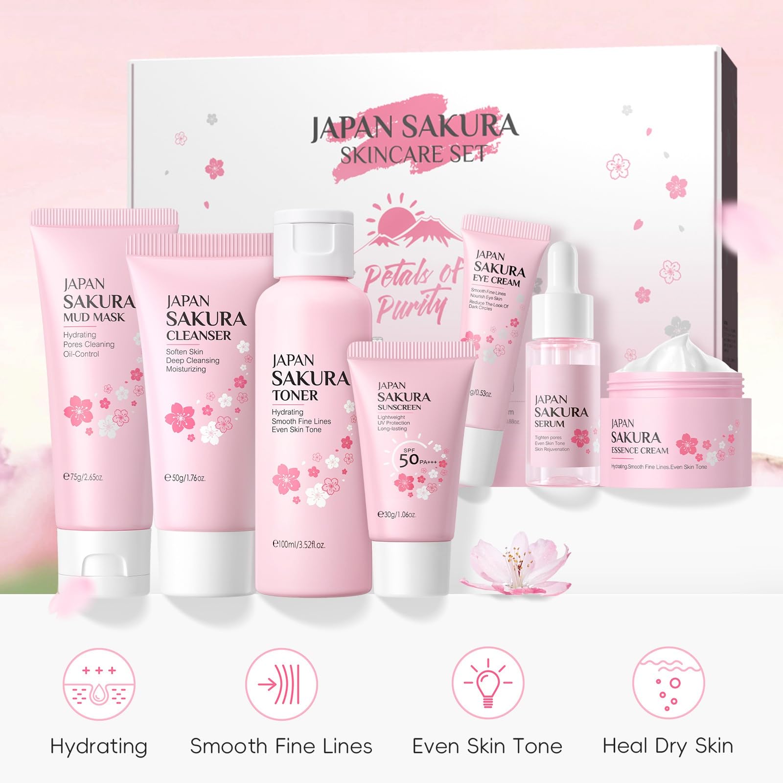 Premium Skincare Gift Set for Women - Complete Facial Care Kit with Cleanser, Toner, Serum, Moisturizer, Mud Mask, Eye Cream & SPF | Perfect for Teens, Moms & Self-Care Routines | Daily Beauty Regimen & Spa Night Essentials