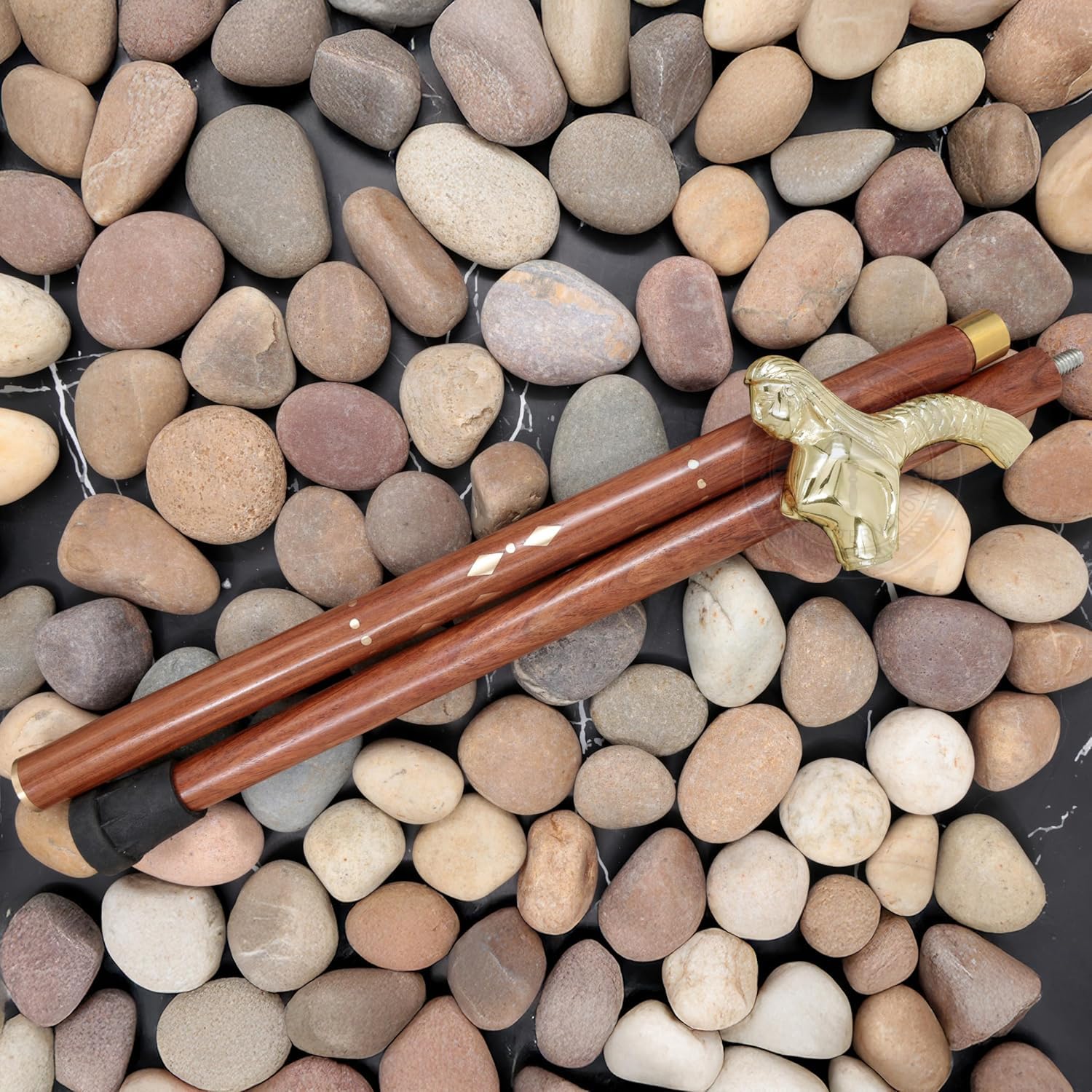 Premium Aluminum & Brass Decorative Rosewood Walking Cane - Full Size Adjustable Walking Stick for Men & Women - Ideal for Hiking, Fashion Accessory & Elderly Support