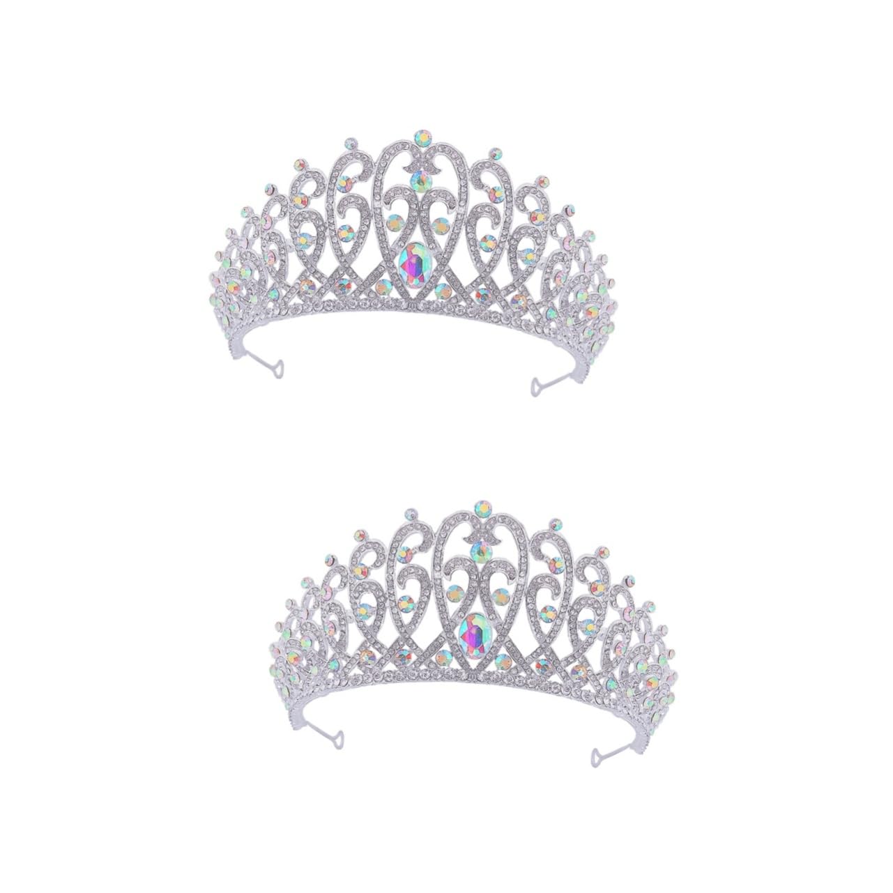 Minkissy 2 Pack Bridal Crystal Crown Headpiece - Silver & Gold Rhinestone Wedding Tiaras for Women, Zinc Alloy Jeweled Headbands for Brides, Bridesmaids & Prom - Perfect for Weddings, Pageants & Special Occasions