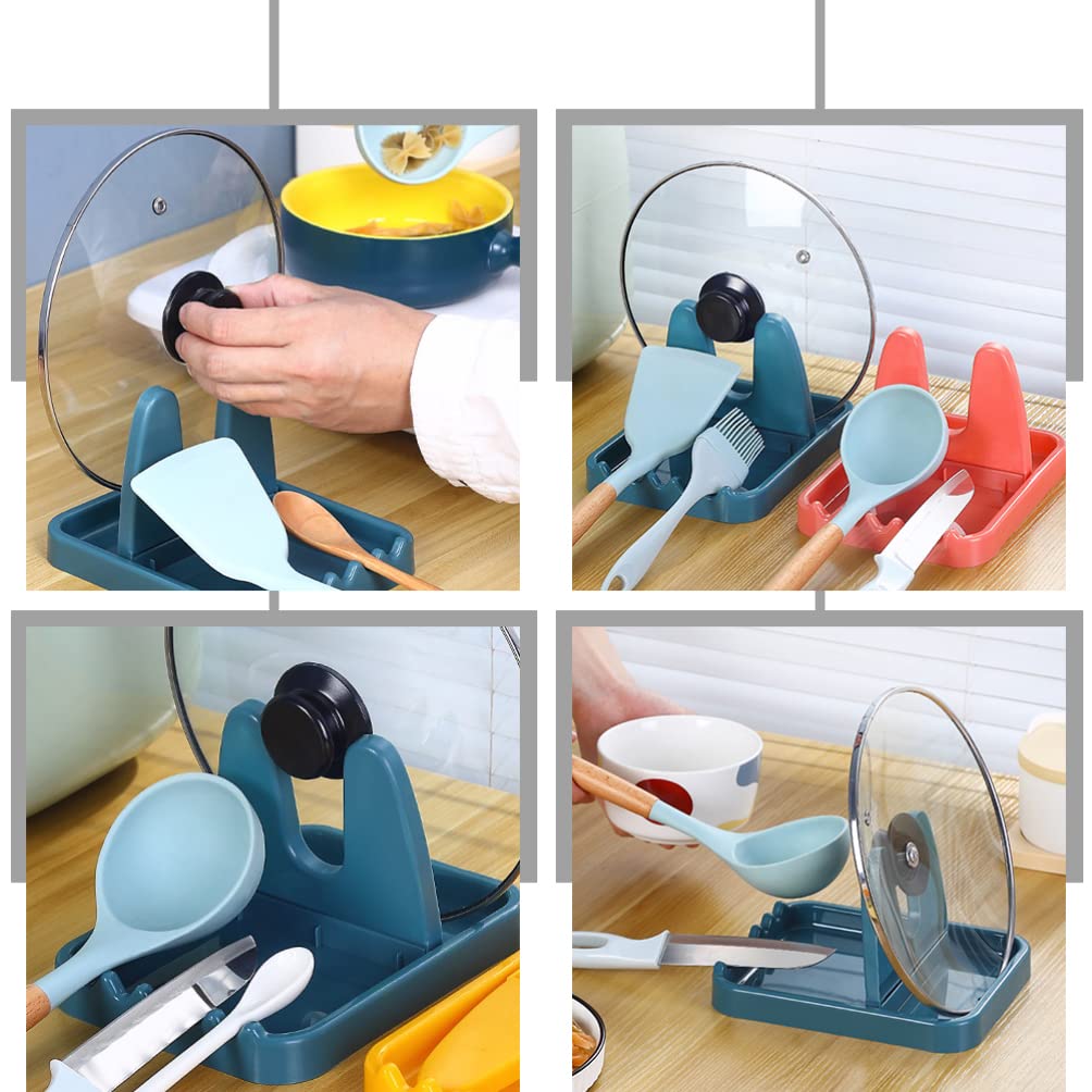 3-Piece Foldable Pot Lid Rack & Utensil Holder - Space-Saving Kitchen Organizer for Pots, Pans & Cooking Spoons - Perfect for Stovetop, Countertop & Cabinet Storage