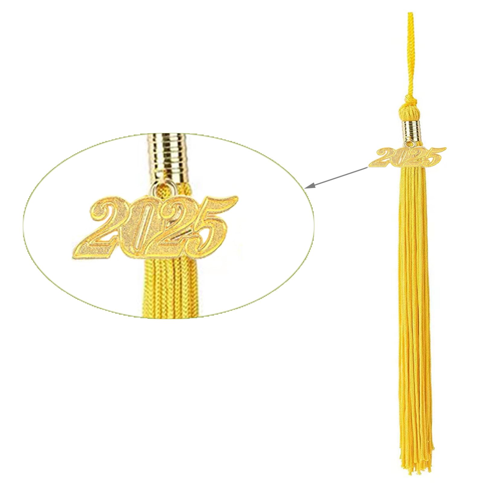 2025 Gold Graduation Tassel - 9 Inch Elegant Tassel with 2025 Year Charm for High School & College Graduation Ceremony, Commencement, Photo Props and Keepsake