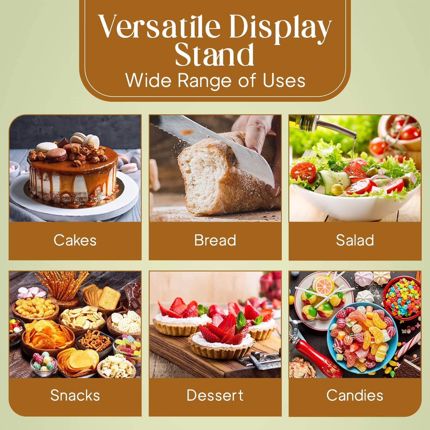 Homeries 6-in-1 Acacia Wood Cake Stand with Lid - Multi-Functional Serving Platter & Display Stand for Cakes, Desserts, Pastries - Perfect for Weddings, Parties, Bakery Display & Home Kitchen Decor