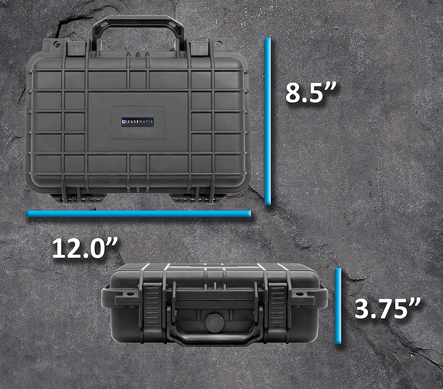 CASEMATIX 12 Hard Gun Case - Waterproof & Shockproof Pistol Case for Compact 9mm Handguns | Durable Handgun Storage for Travel, Range & Home Protection