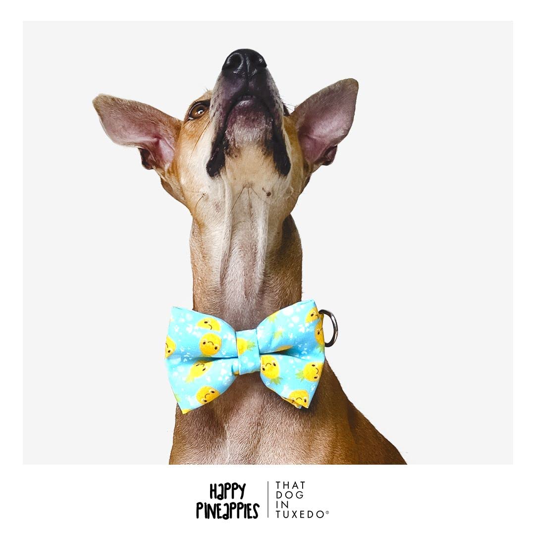 Stylish Tuxedo Hawaiian Breeze Dog Bow Tie with Adjustable Collar - Blue Pet Formal Wear for Weddings, Parties & Photos (Medium-Large Size)