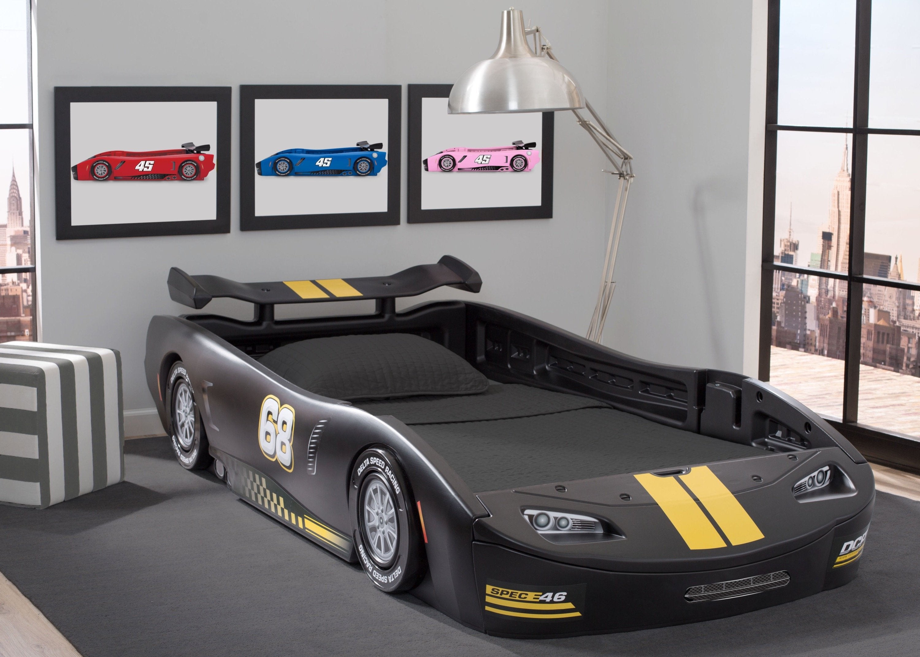 Turbo Race Car Twin Bed for Kids - High-Speed Design Themed Bedroom Furniture for Boys & Girls - Perfect for Racing Enthusiasts' Bedrooms and Playrooms