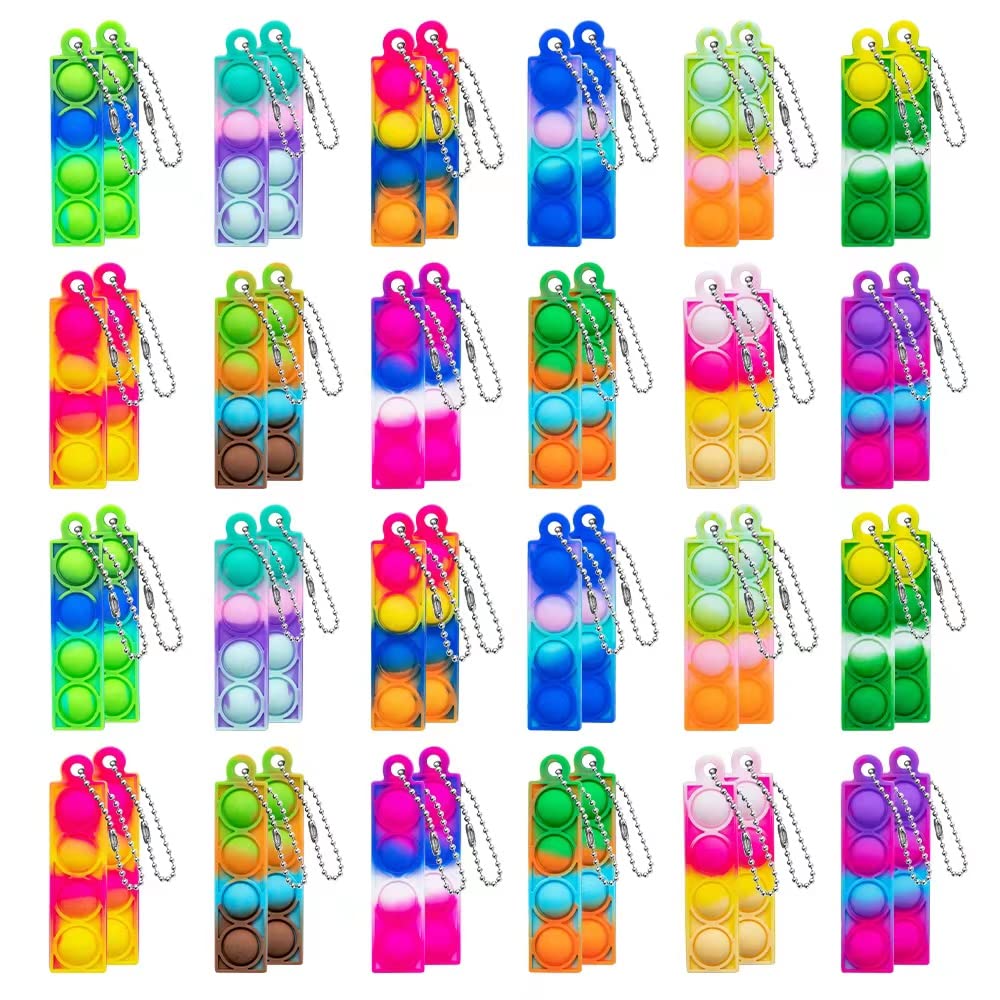 48 Pcs Mini Push Pop Bubble Fidget Toys Pack - Stress Relief Sensory Toys for Kids & Adults, Halloween Party Favors, Classroom Prizes, Anxiety Relief Keychain Gifts - Perfect for Office, School, Travel and Home Use