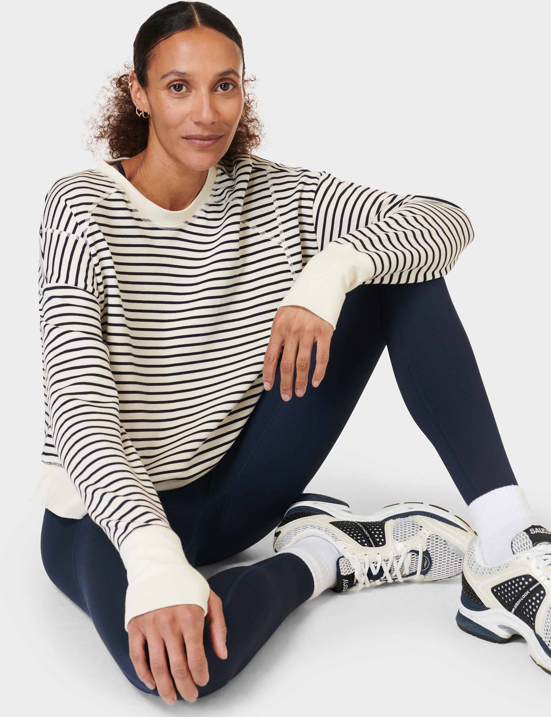 After Class Crop Sweatshirt - Lily White Stripe | Women's Casual Pullover Hoodie for School, Gym & Streetwear Fashion