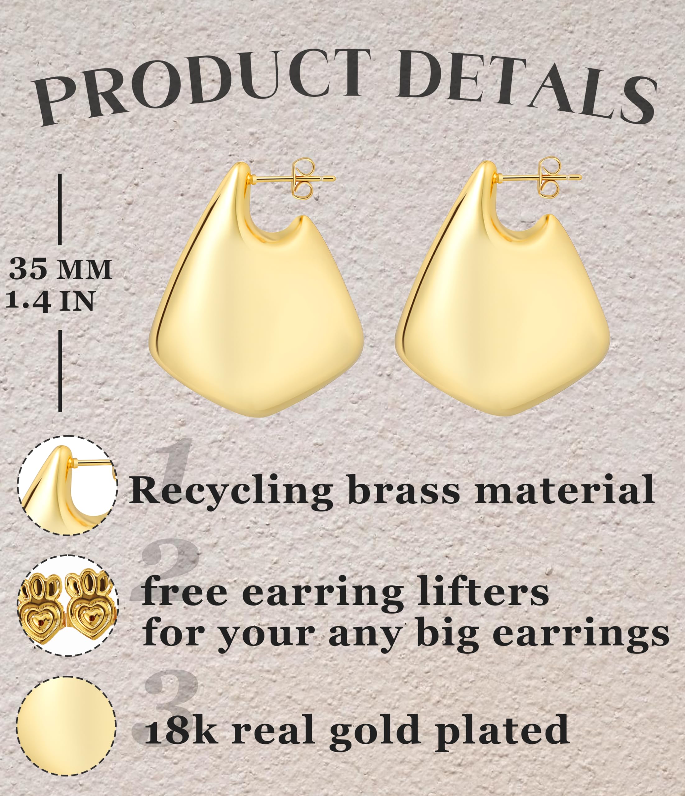 Chunky Statement Drop Hoop Earrings for Women - Trendy Gold & Silver Hoop Earrings, Fashion Jewelry Gifts for Her - Perfect for Parties, Weddings & Everyday Wear