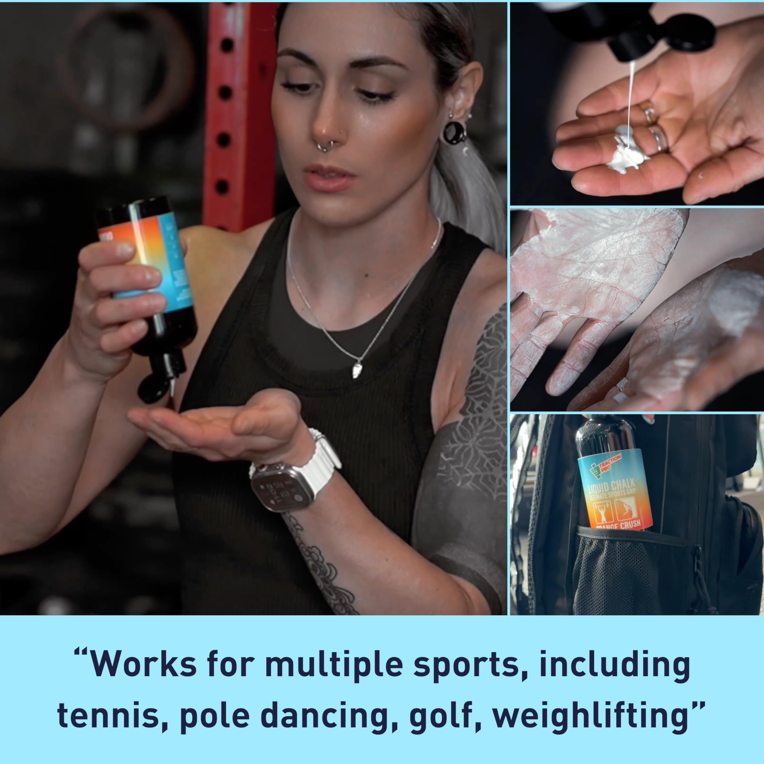 Premium Liquid Chalk 50ml & 250ml - Orange Scented Non-Toxic Climbing Chalk for Rock Climbing, Weightlifting & Gymnastics | Fast Drying, Long Lasting & Mess-Free Hand Grip Enhancer for Gym, Pole Dancing & Workout | Ideal for Sweaty Hands During Intense Training Sessions