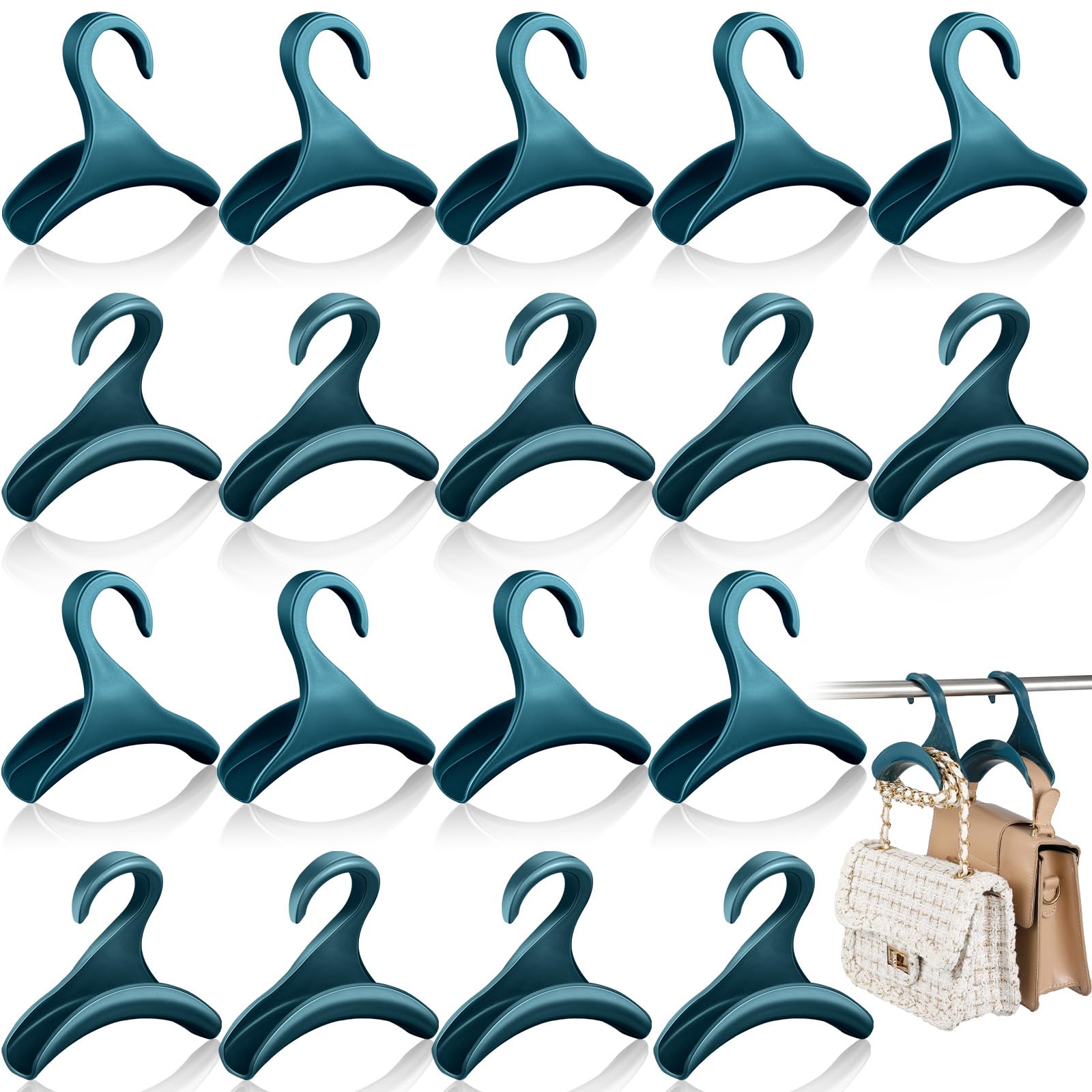 Maitys 18-Piece Acrylic Purse Hanger Hook Set - Space-Saving Handbag Organizer for Closet, Tote Bag Rack & Backpack Storage - Over-The-Door Hanging Solution for Purses, Satchels & Accessories (Green) | Perfect for Bedroom Closet Organization & Small Space Storage