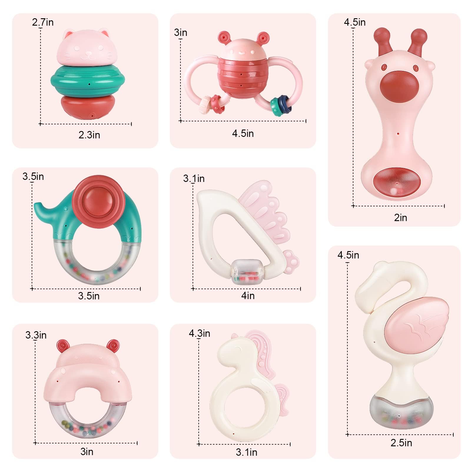 Baby Rattles & Teething Toys for 0-12 Months - Newborn Gift Set for Boys Girls - Perfect for Early Development & Playtime