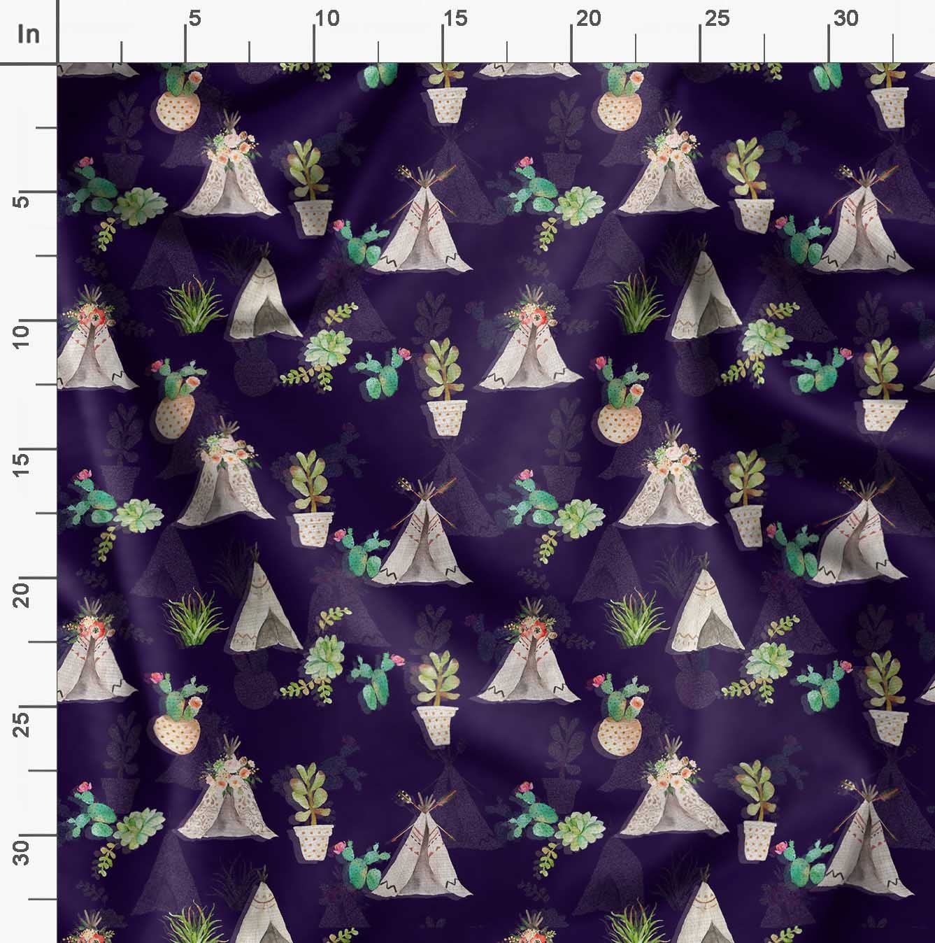 Soimoi Moss Georgette Purple Fabric by The Yard - 42 Inch Wide Southwestern Cactus Print Textile for Dresses, Curtains & Home Decor | Stylish Printed Fabric for DIY Sewing Projects