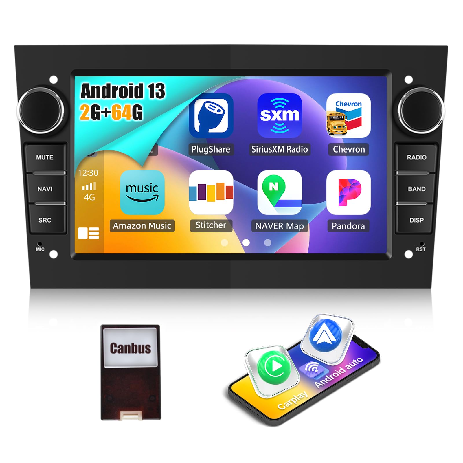 CAMECHO 7 Inch Android 13 Car Stereo with 2GB RAM 64GB ROM - Wireless CarPlay & Android Auto - Compatible with Opel Astra Antara Vectra Corsa Zafira Meriva - Double Din Touchscreen with RDS FM Radio & Bluetooth - Perfect for Navigation, Music Streaming & Hands-Free Calling