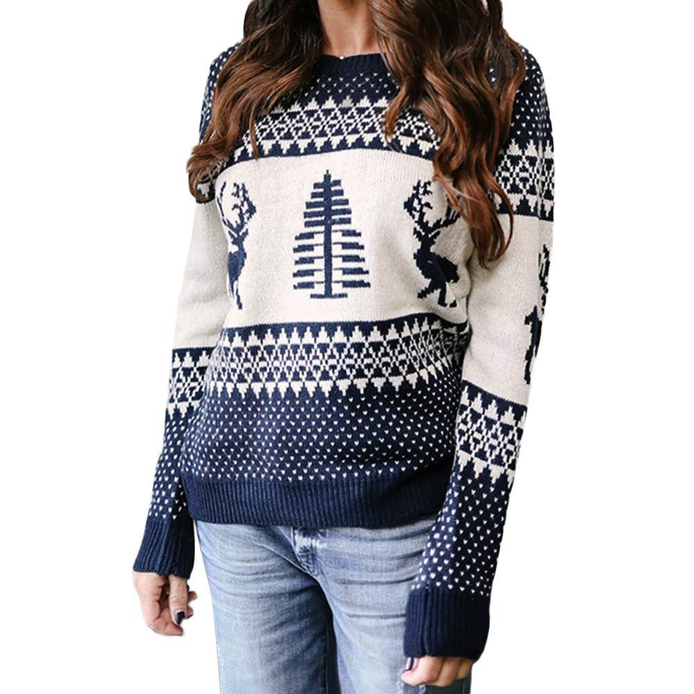 Ugly Christmas Sweater Clearance Sale - Festive Reindeer Pullover Hoodie for Women | Cozy Holiday Party Outfit & Funny Gift Idea