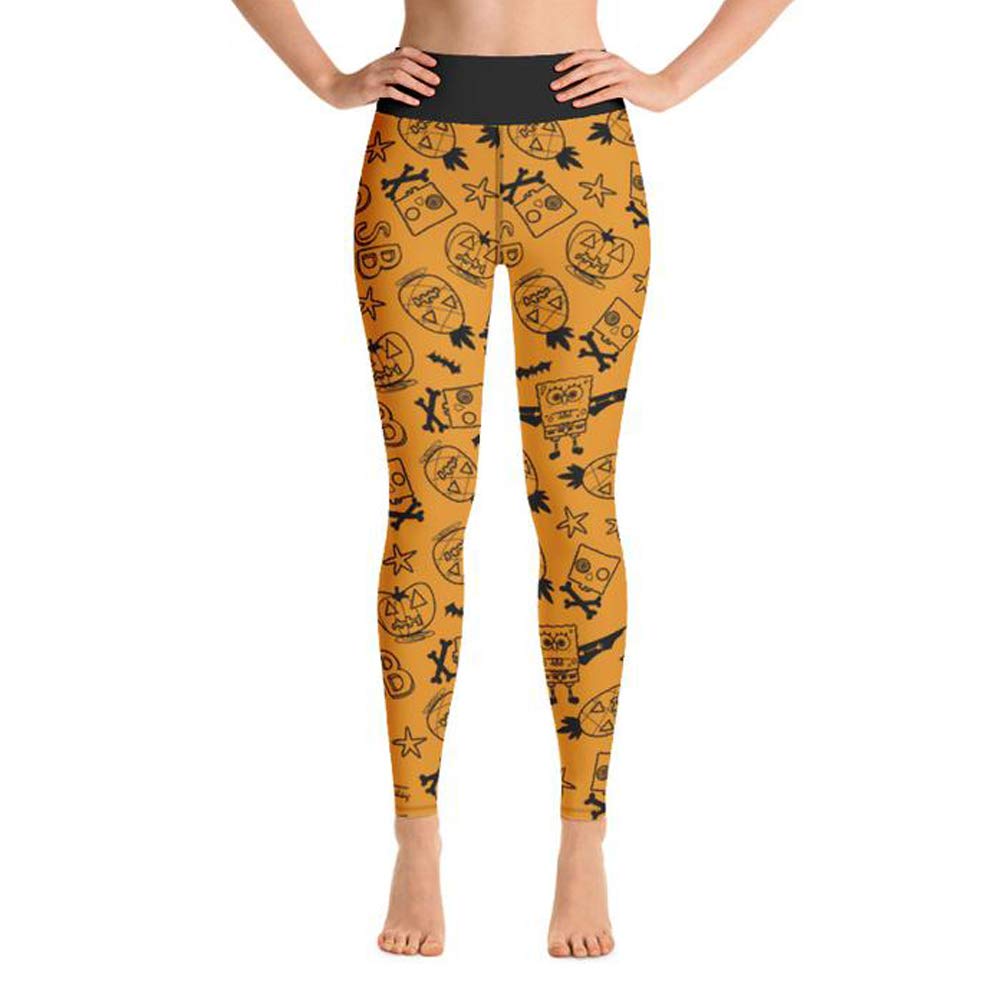 Spongebob Halloween Trick or Treat Leggings for Women - Cartoon Character Costume Pants for Cosplay, Dress Up Parties & Themed Events